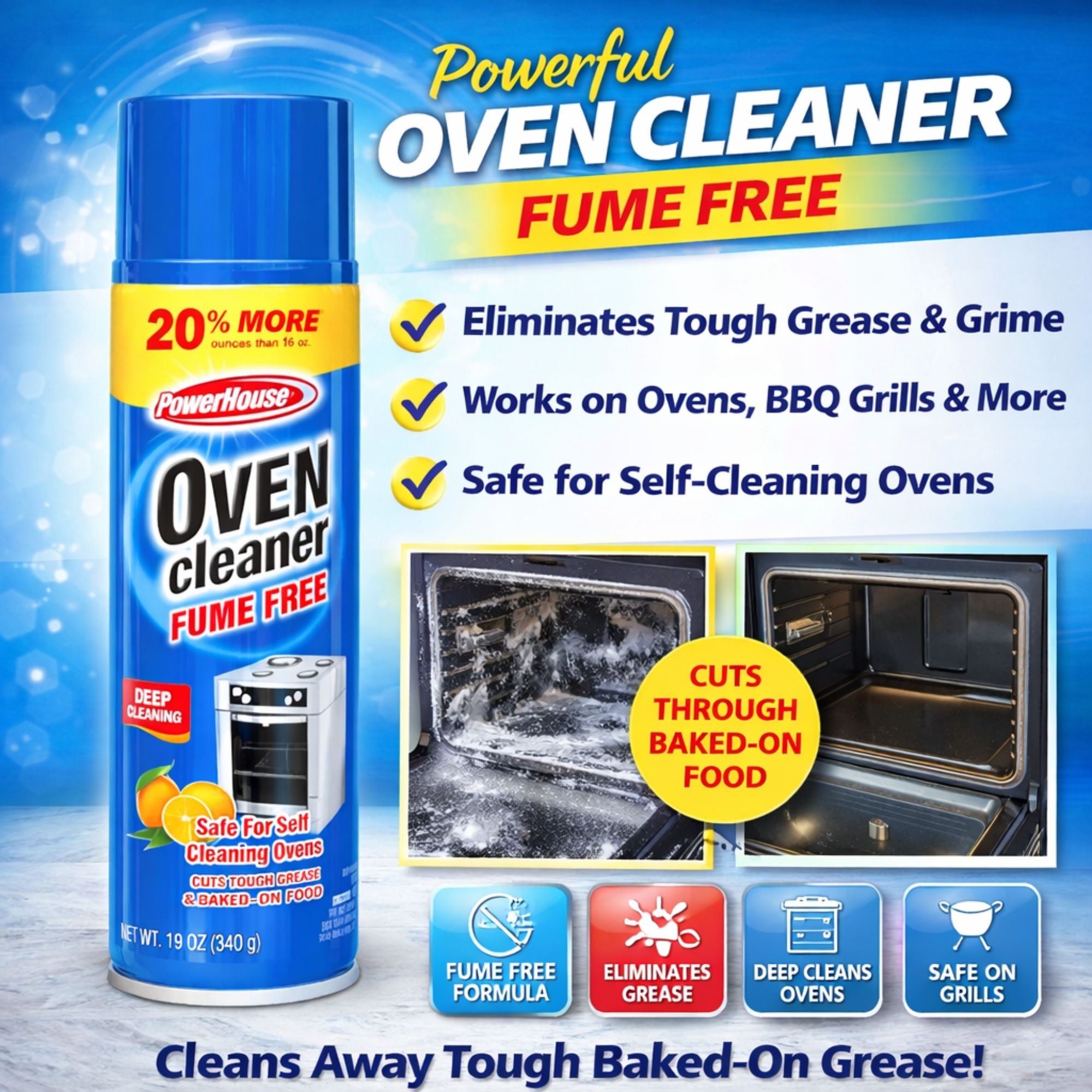 19 oz Oven Cleaner Spray Fume Free Deep Cleaning Grease Remover Kitchen Care product detail image