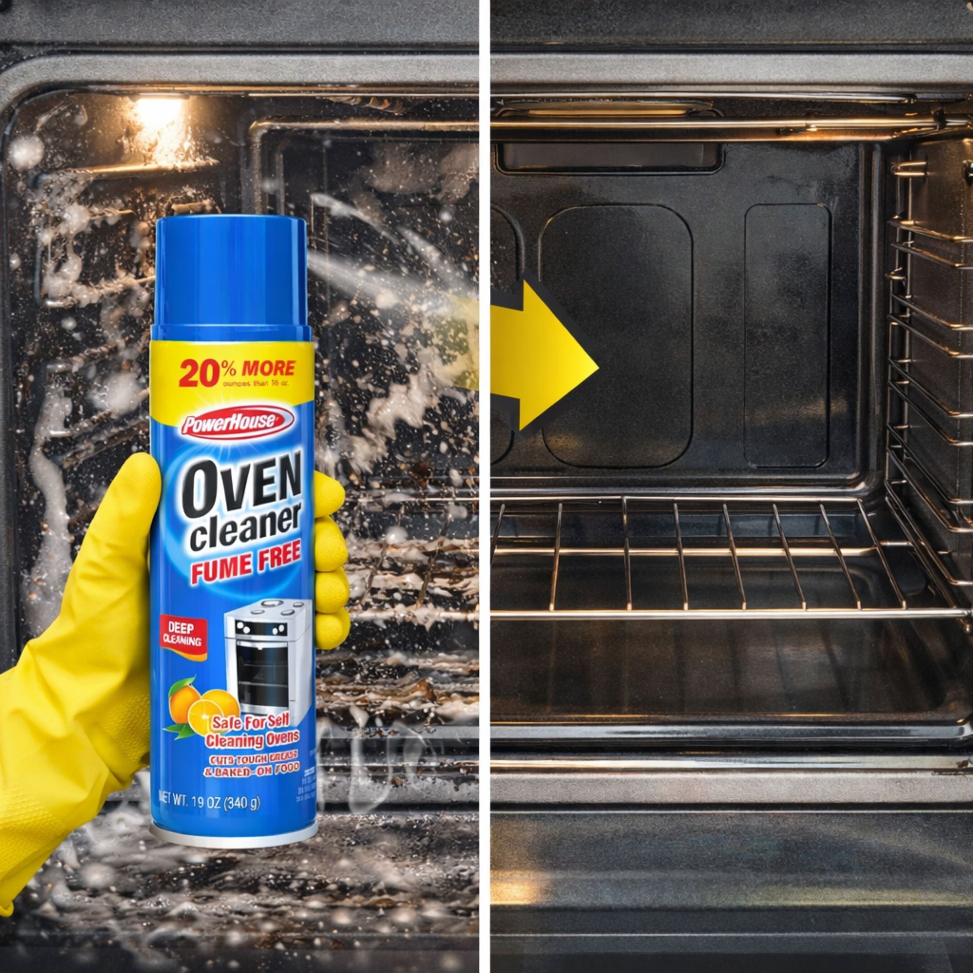 19 oz Oven Cleaner Spray Fume Free Deep Cleaning Grease Remover Kitchen Care size and feature image