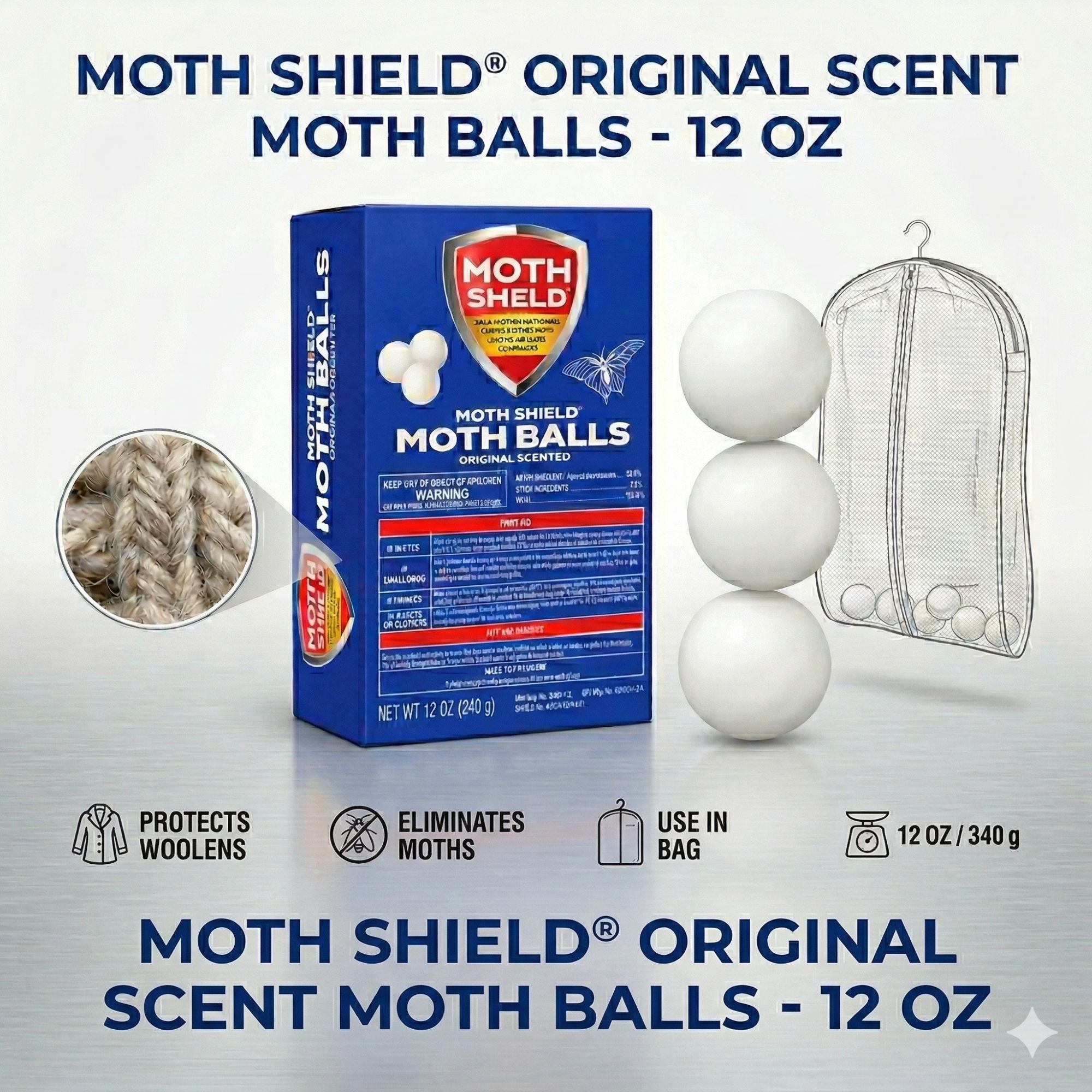 12 oz Moth Shield Moth Balls Original Scented Insect Killer Home Care product detail image