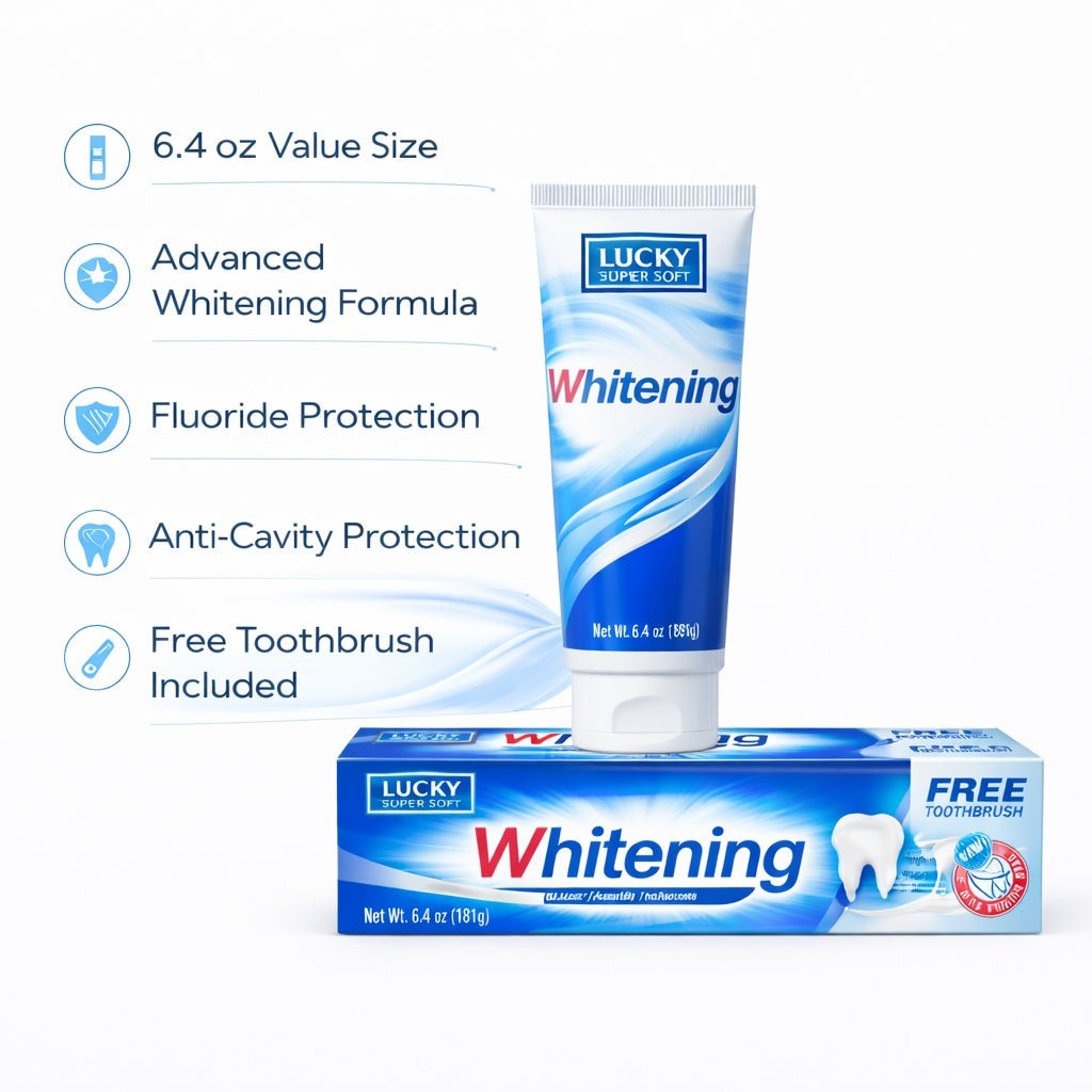 6.4 oz Whitening Anti Cavity Fluoride Toothpaste with Free Toothbrush product detail image