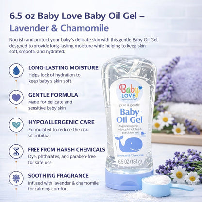 6.5 oz Baby Love Baby Oil Gel – Lavender & Chamomile product detail image