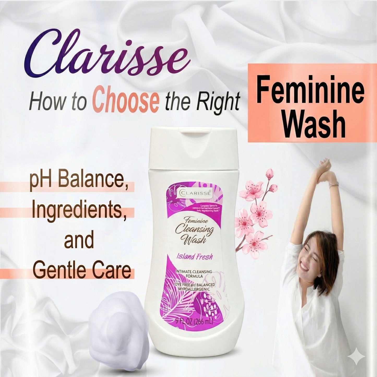 9 fl oz Clarisse Feminine Cleansing Wash Island Fresh Personal Care Hygiene Personal care lifestyle use image