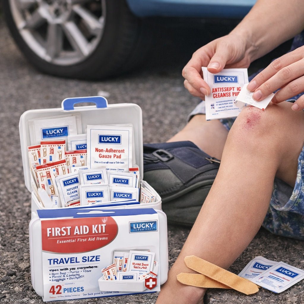 42 Piece First Aid Kit Travel Size – Portable Emergency Care Kit First Aid Kits size and feature image