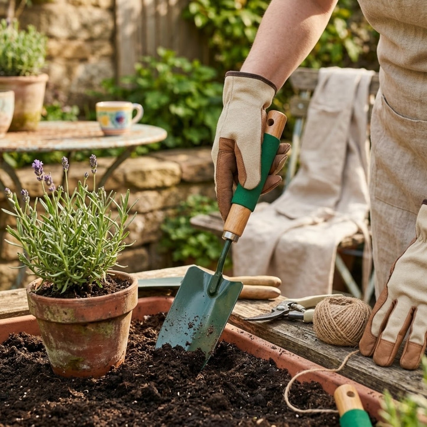 Premium Ergonomic Garden Hand Trowel for Planting & Digging Garden tools size and feature image