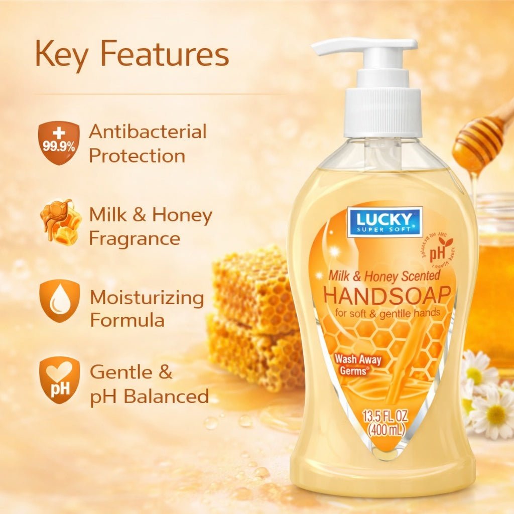 13.5 oz Milk & Honey Hand Soap – Gentle Moisturizing Antibacterial Wash Antibacterial Liquid Soap size and feature image