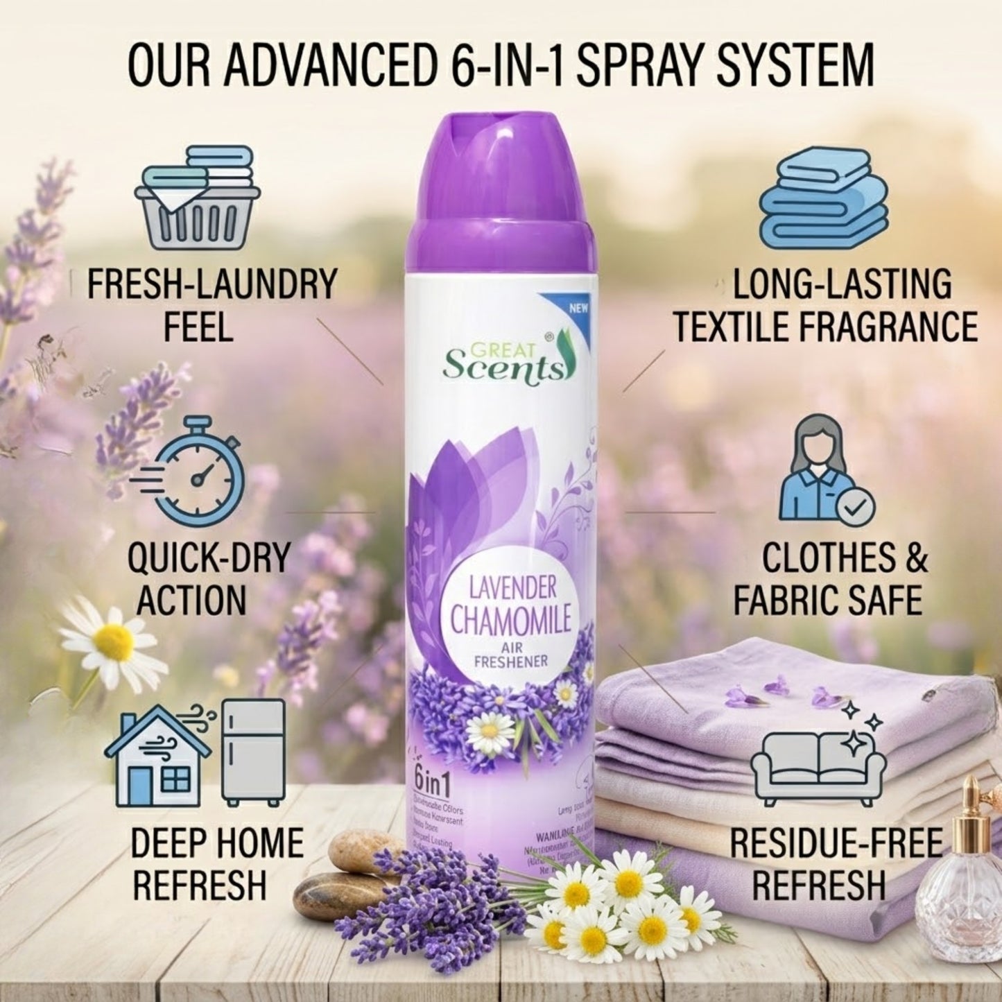9 oz Great Scents Lavender Chamomile Air Freshener Air Freshioner size and feature image
