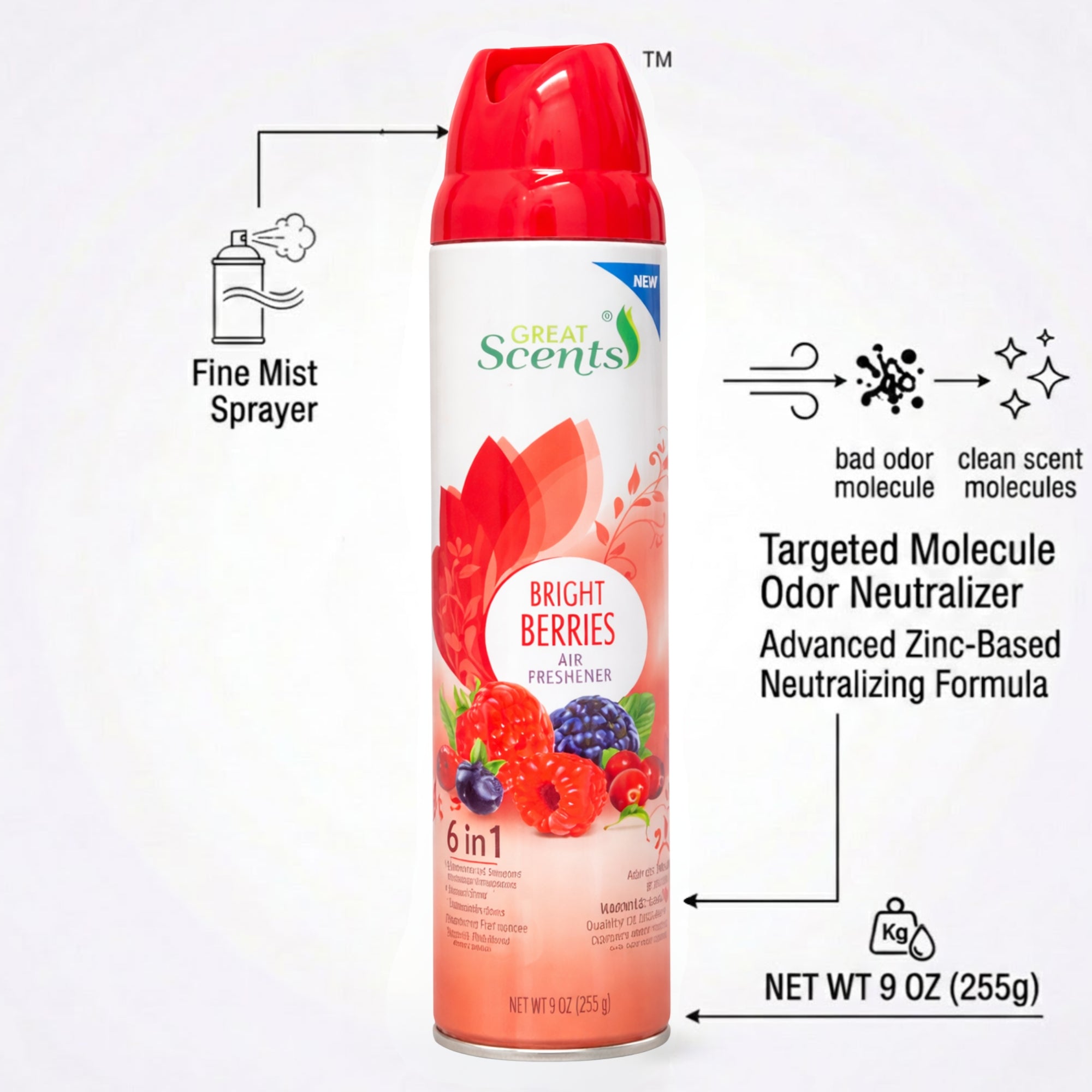 9oz Great Scent Bright Berries Air Freshener Spray Air Freshioner product detail image