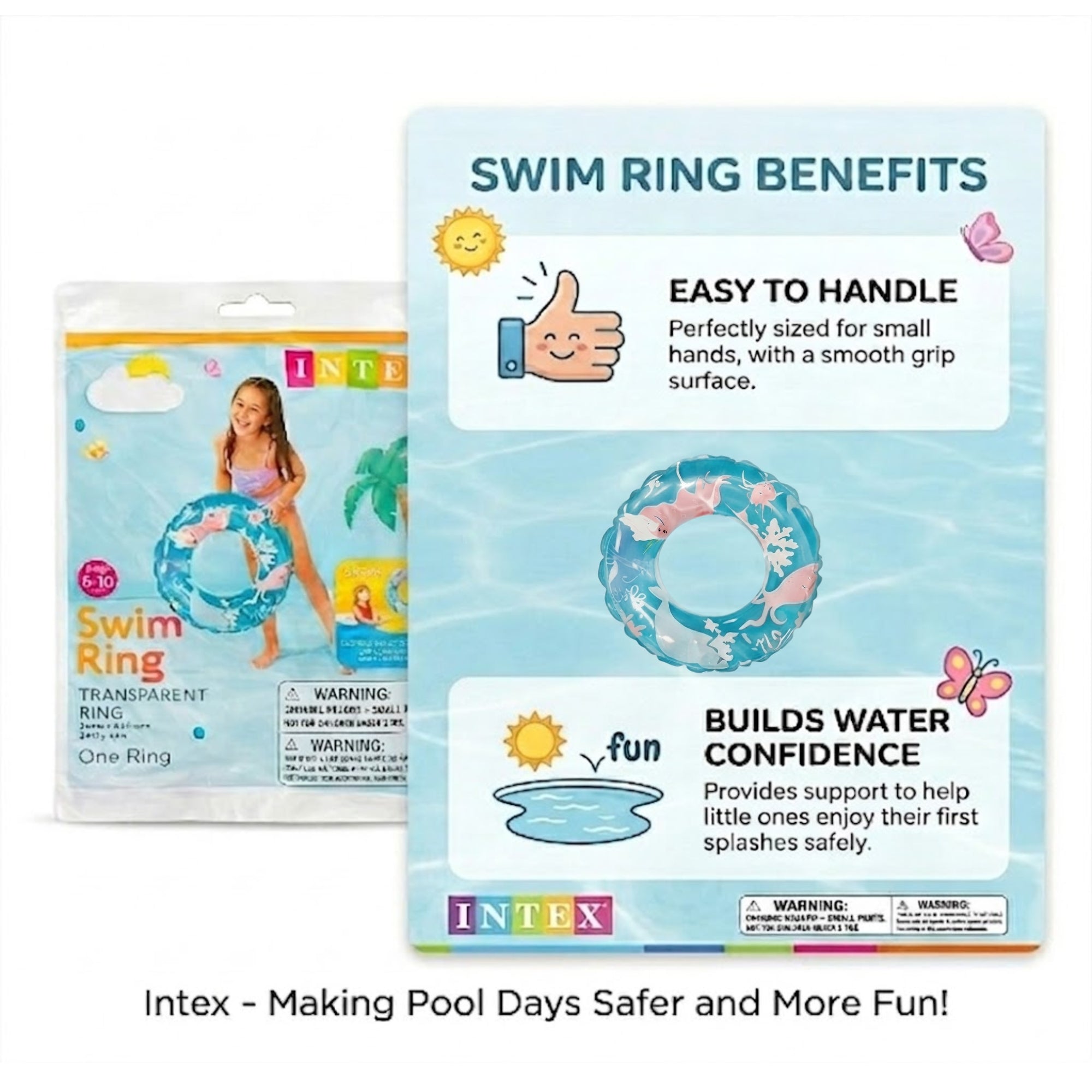 24 Inch Intex Inflatable Sea Creatures Pool Ring Toys, Beach size and feature image