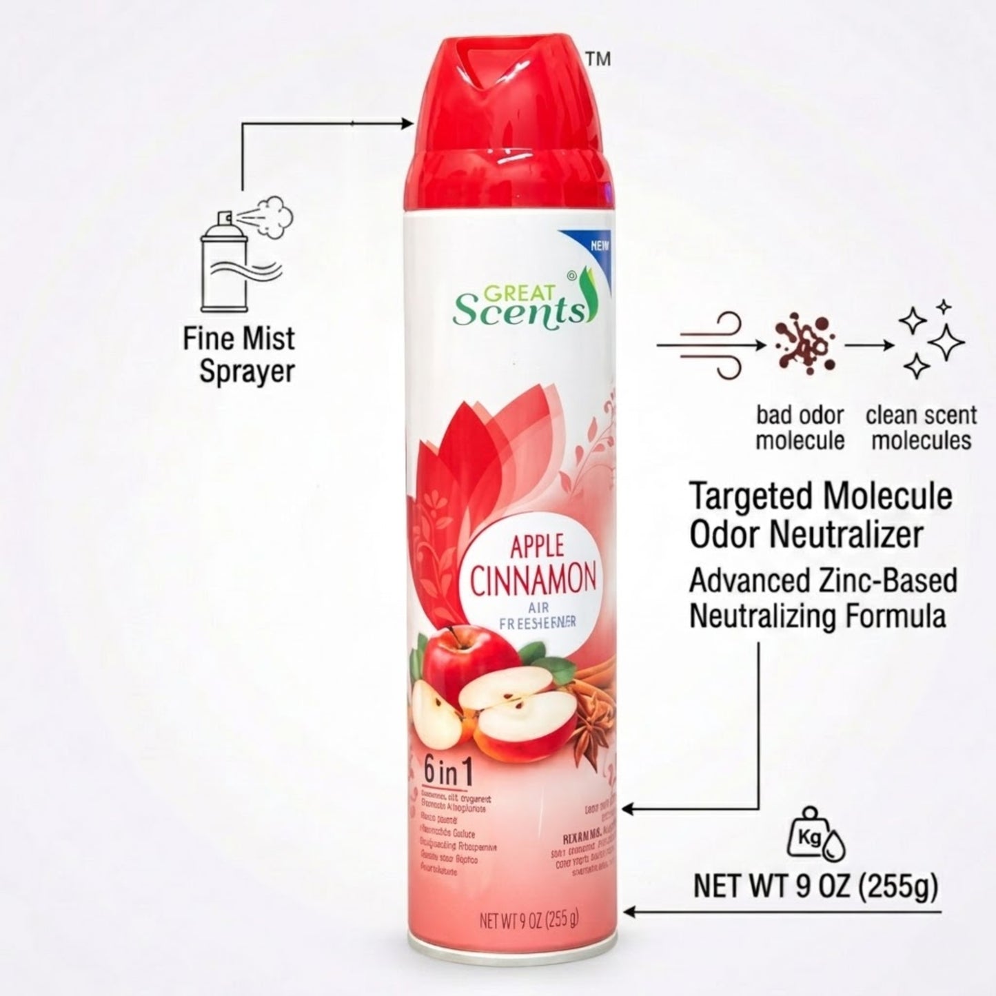 9 oz Great Scents Apple Cinnamon Air Freshener Spray Air Freshioner product detail image
