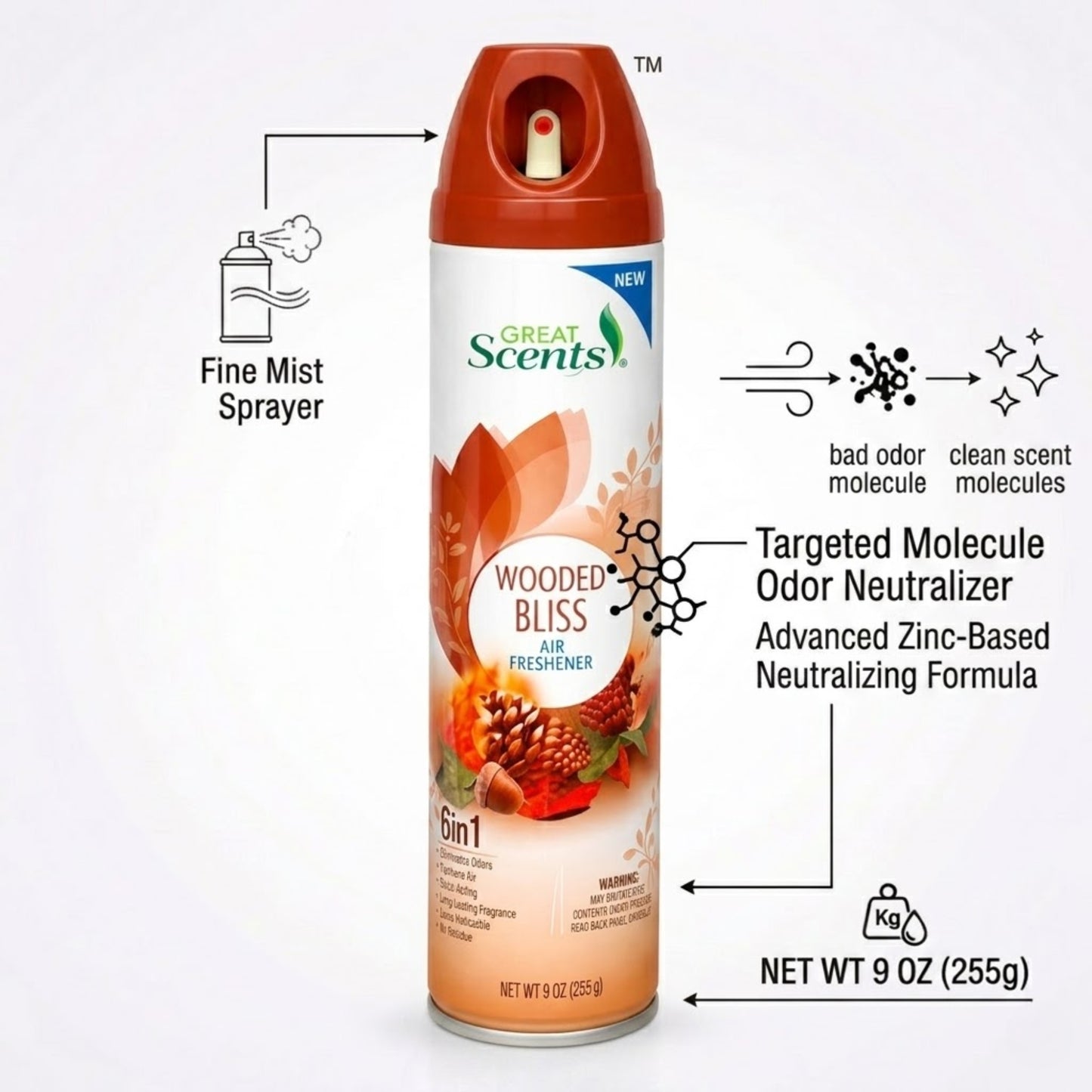 9oz Wooded Bliss Air Freshener Advanced Odor Neutralizer Air Freshioner product detail image