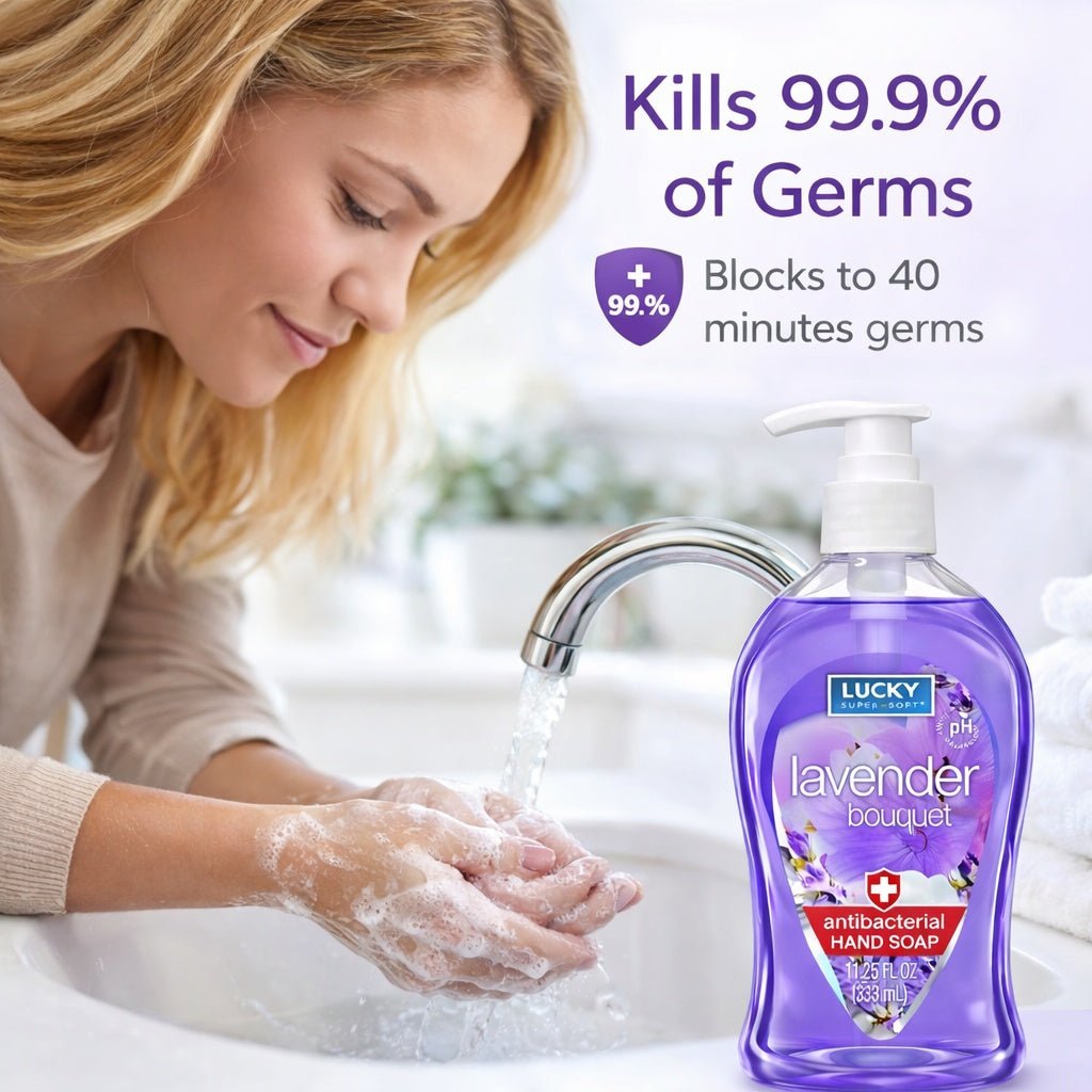 11.25 oz Lavender Antibacterial Hand Soap – Gentle Moisturizing Wash Antibacterial Liquid Soap size and feature image