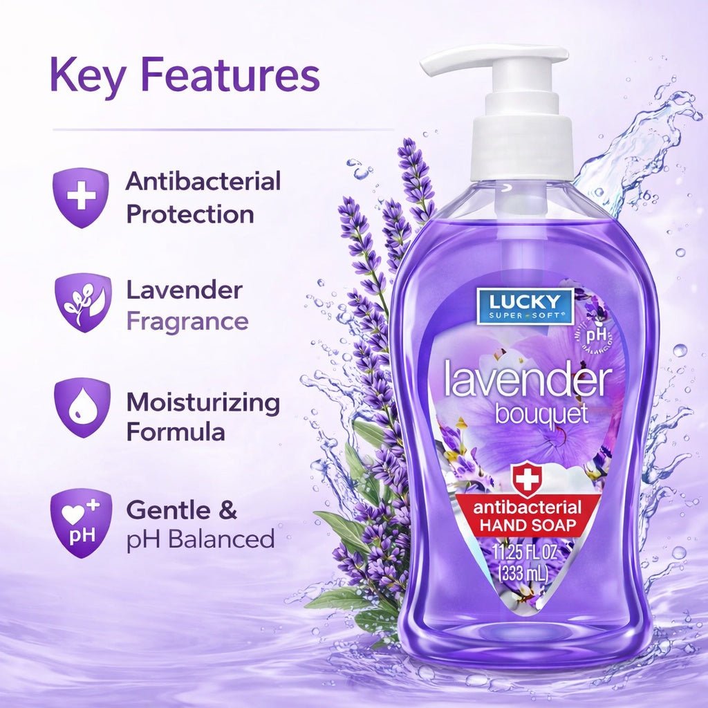 11.25 oz Lavender Antibacterial Hand Soap – Gentle Moisturizing Wash Antibacterial Liquid Soap product detail image