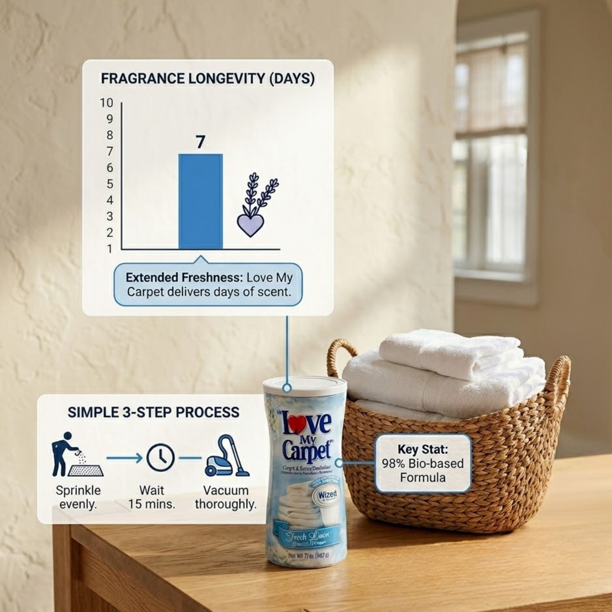 17 oz Love My Carpet Room Fresh Linen Deodorizer size and feature image