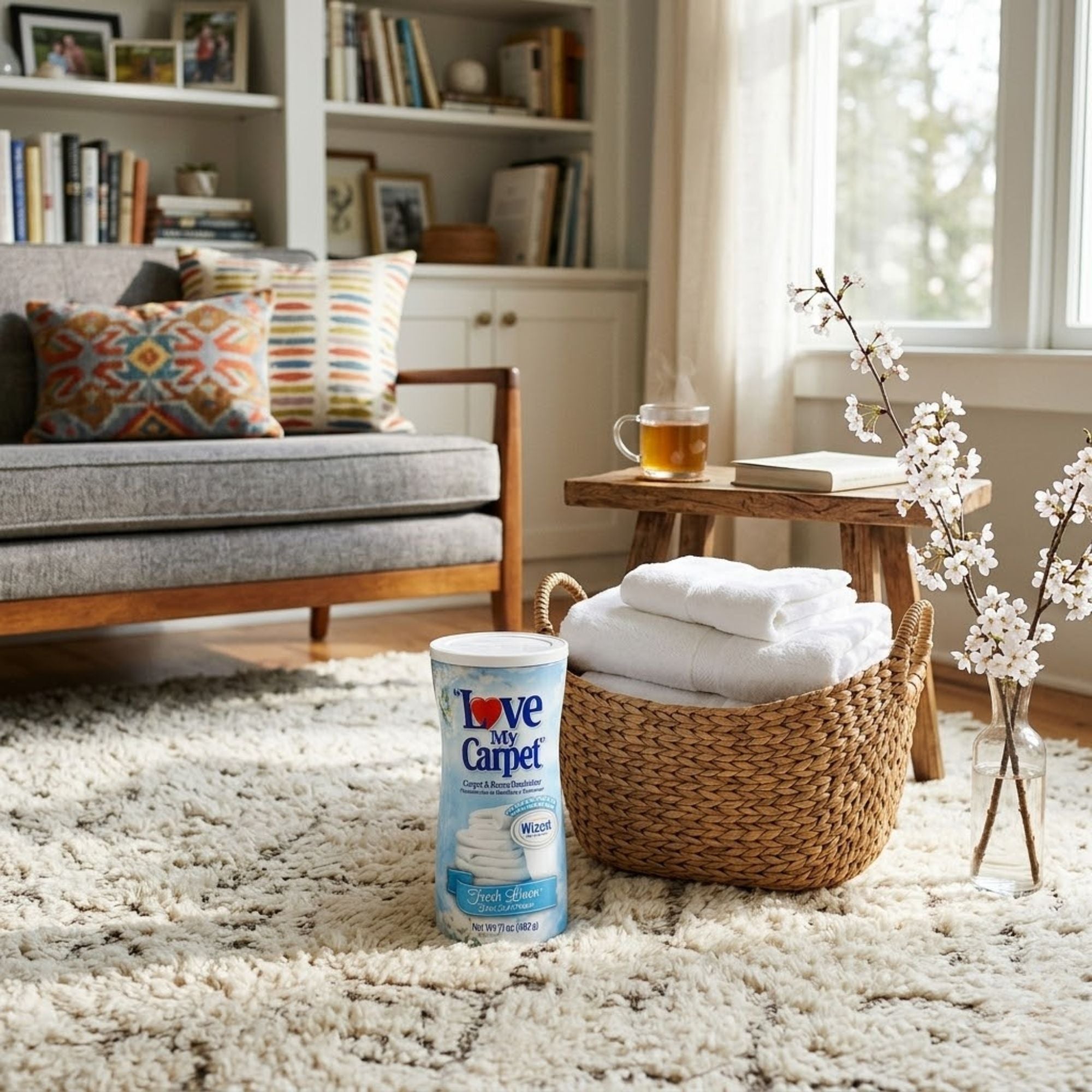 17 oz Love My Carpet Room Fresh Linen Deodorizer lifestyle use image