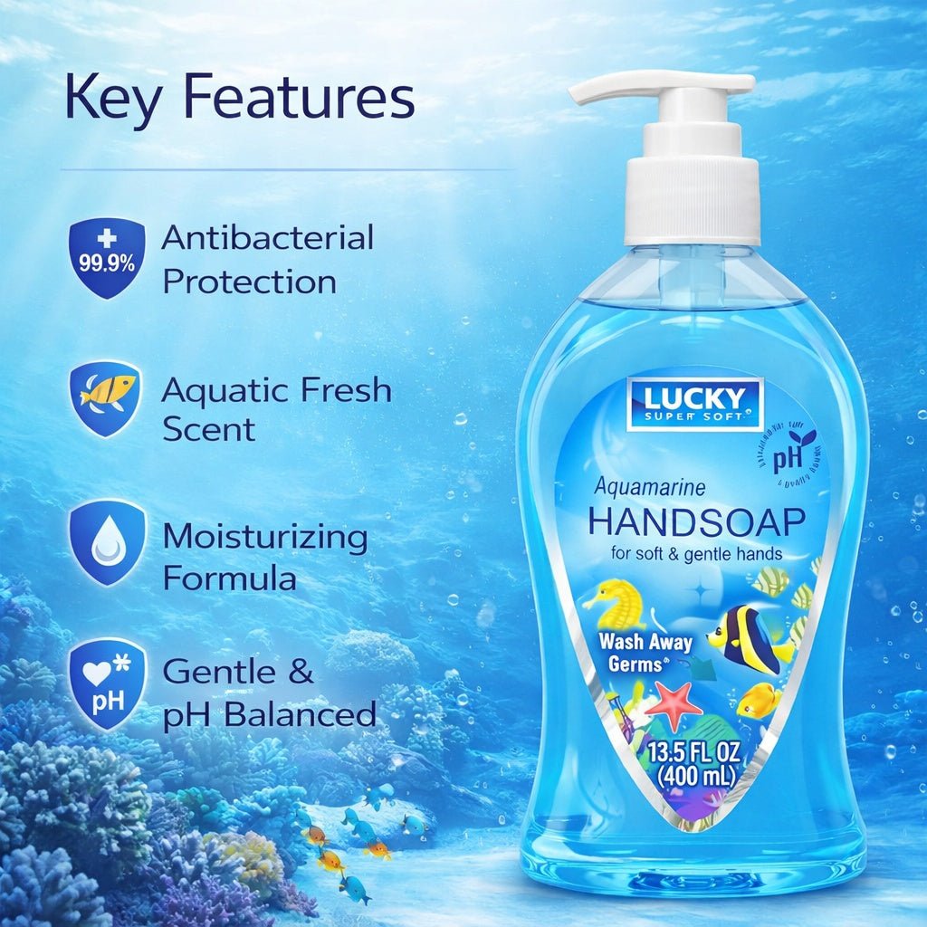 13.5 oz Aquamarine Hand Soap – Gentle Moisturizing Antibacterial Wash Antibacterial Liquid Soap product detail image