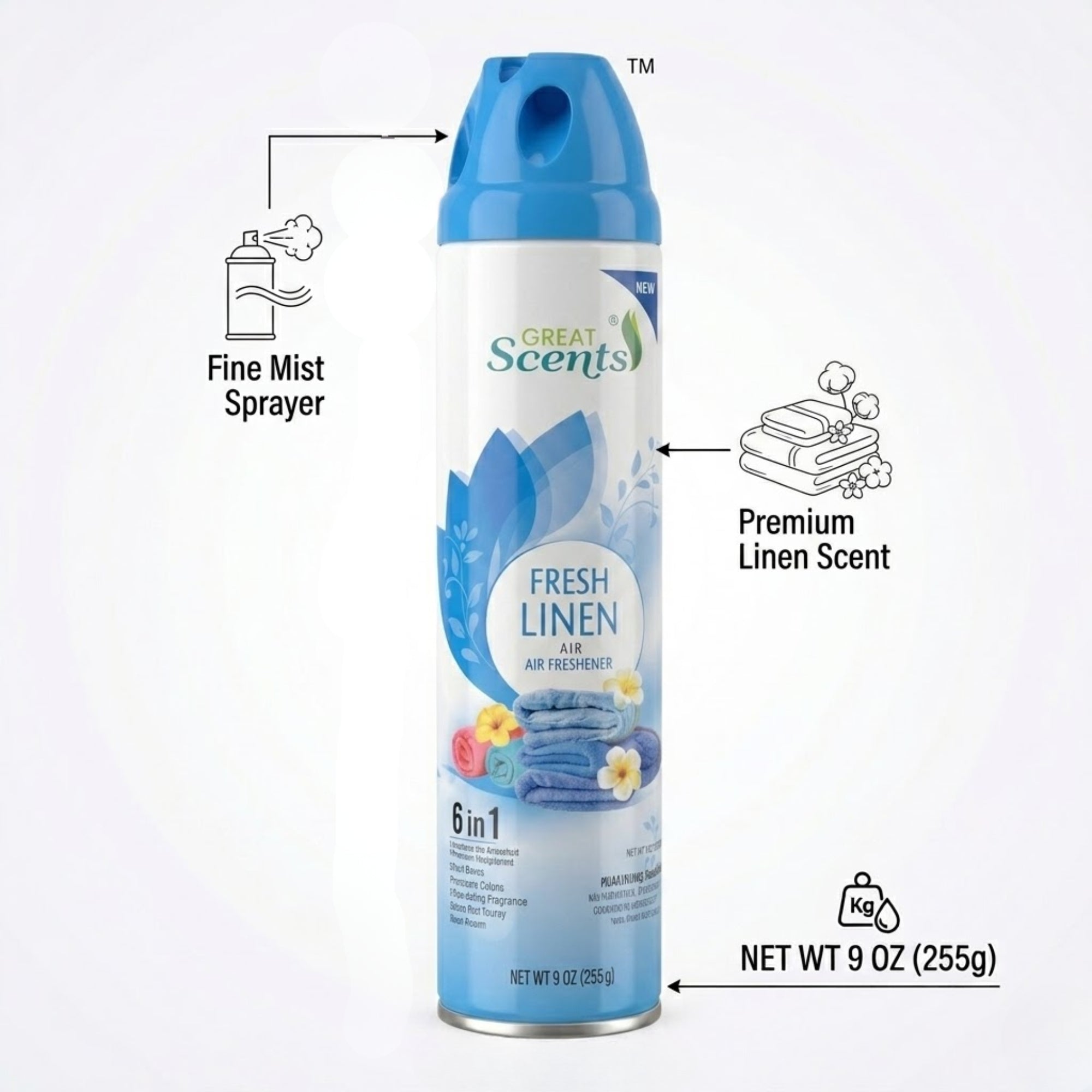 9 oz Great Scents Fresh Linen Air Freshener Spray Air Freshioner product detail image