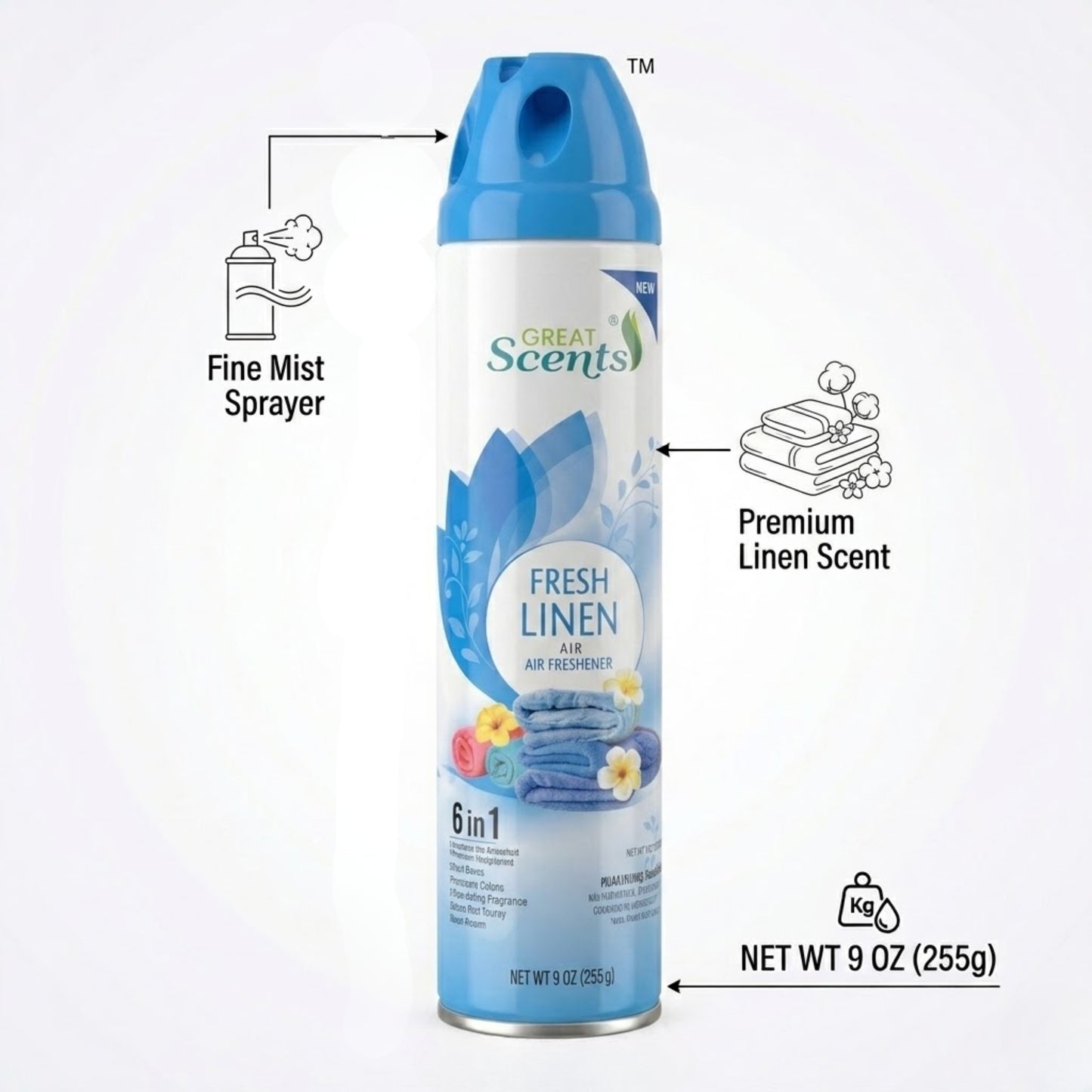 9 oz Great Scents Fresh Linen Air Freshener Spray Air Freshioner product detail image