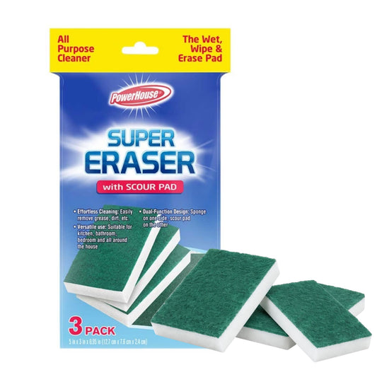 PowerHouse Super Eraser Sponge with Scour Pad 3 Pack Scrubber main product image