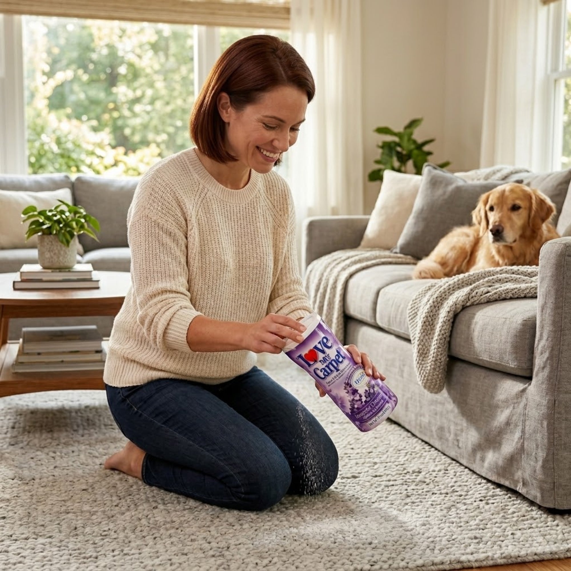 17 oz Love My Carpet Lavender Dreams Deodorizer lifestyle use image