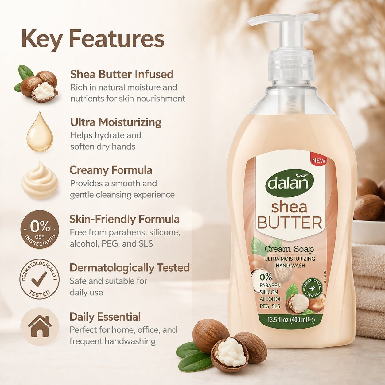13.5 oz Shea Butter Hand Soap – Ultra Moisturizing Cream Wash product detail image