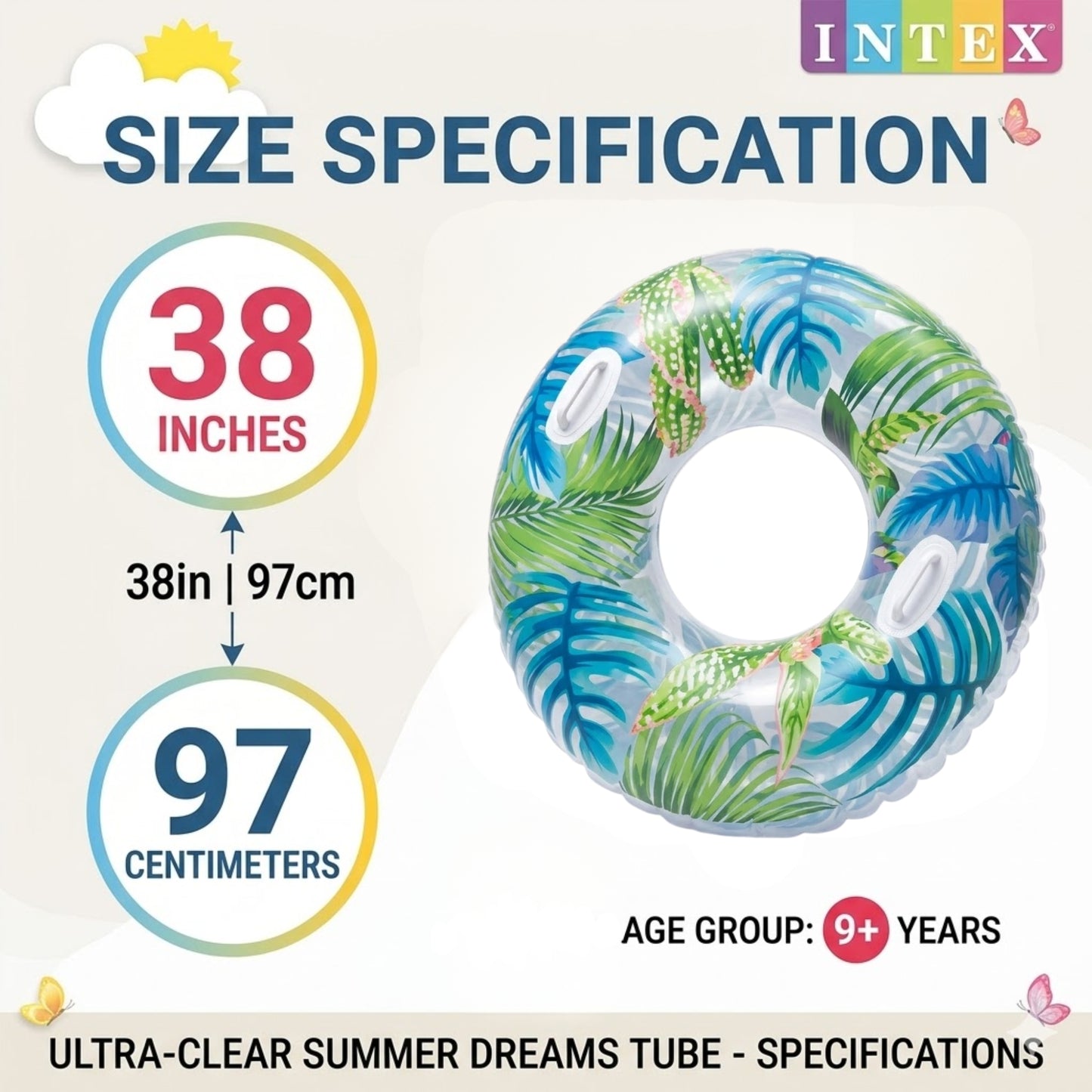 38" Intex Summer Dreams Pool Tube Floating Lounge with Handles Toys, Beach product detail image