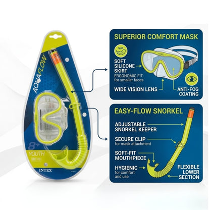 Intex Aqua Flow Youth Snorkel and Mask Diving Set for Kids Toys, Beach product detail image
