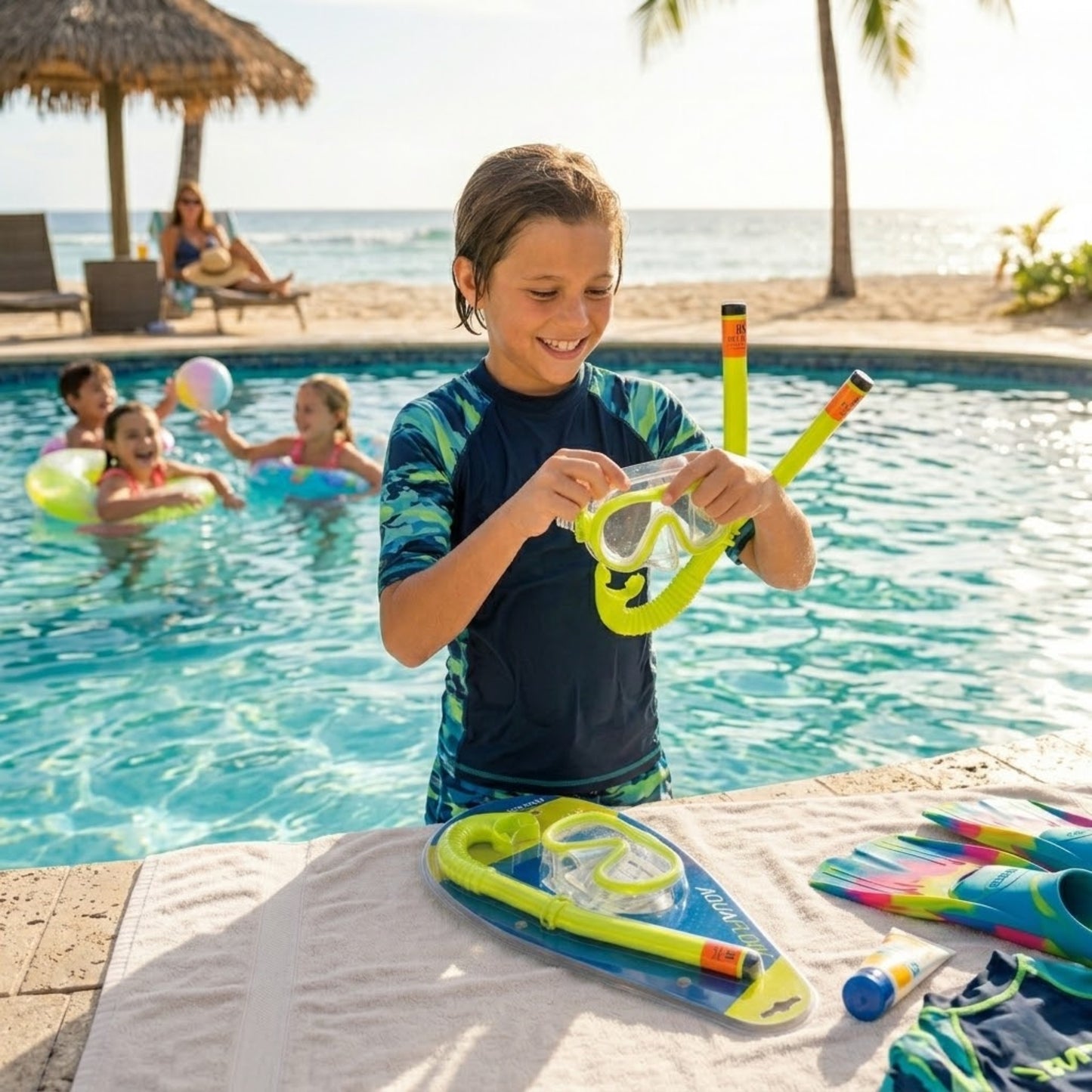 Intex Aqua Flow Youth Snorkel and Mask Diving Set for Kids Toys, Beach size and feature image