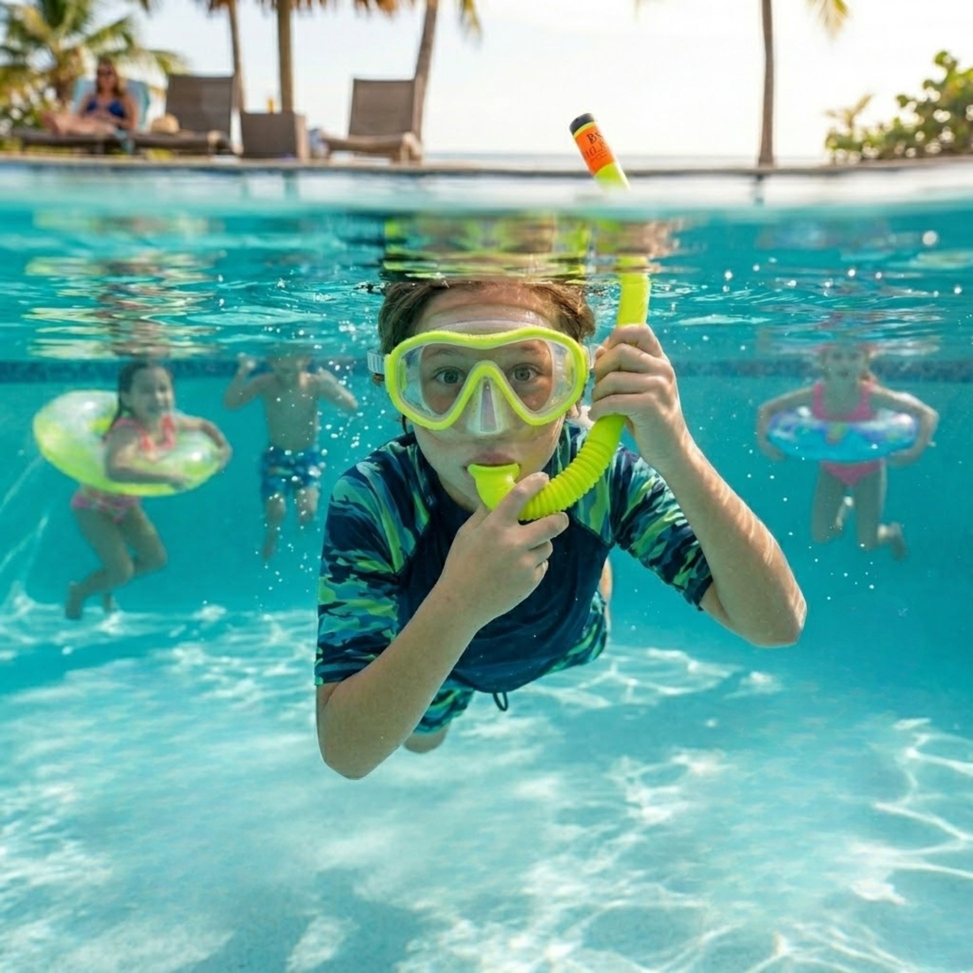 Intex Aqua Flow Youth Snorkel and Mask Diving Set for Kids Toys, Beach lifestyle use image