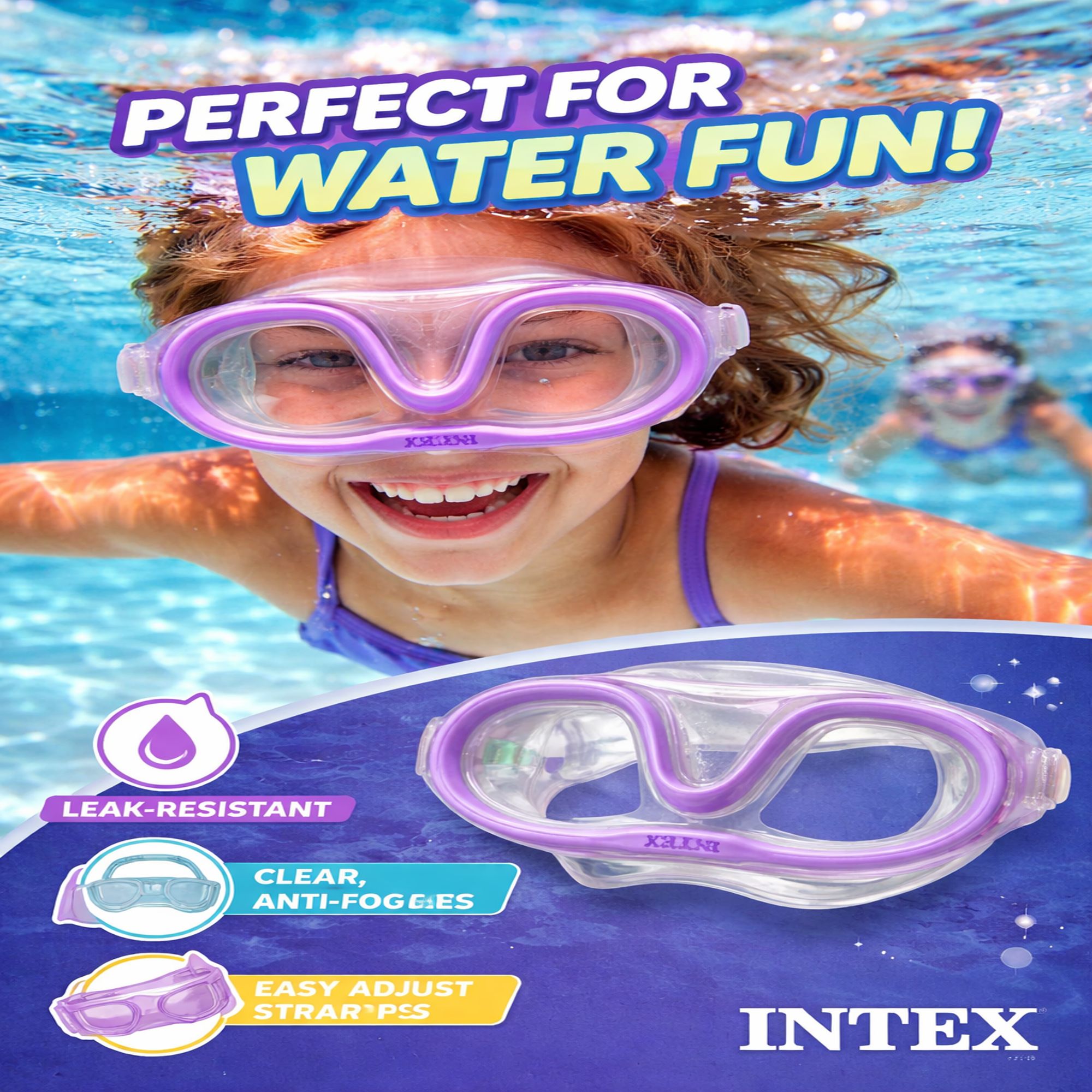 Intex AquaFlow Youth Swim Goggles: Anti Fog UV Protection - 99Everything