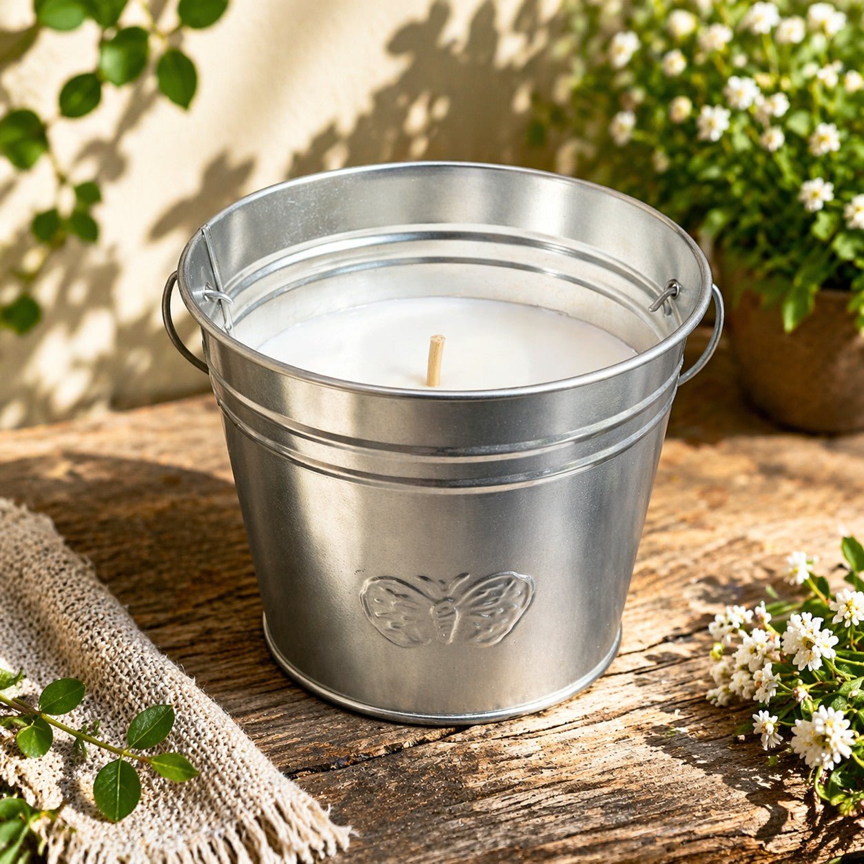 Citronella Bucket Candle – Outdoor Candles lifestyle use image