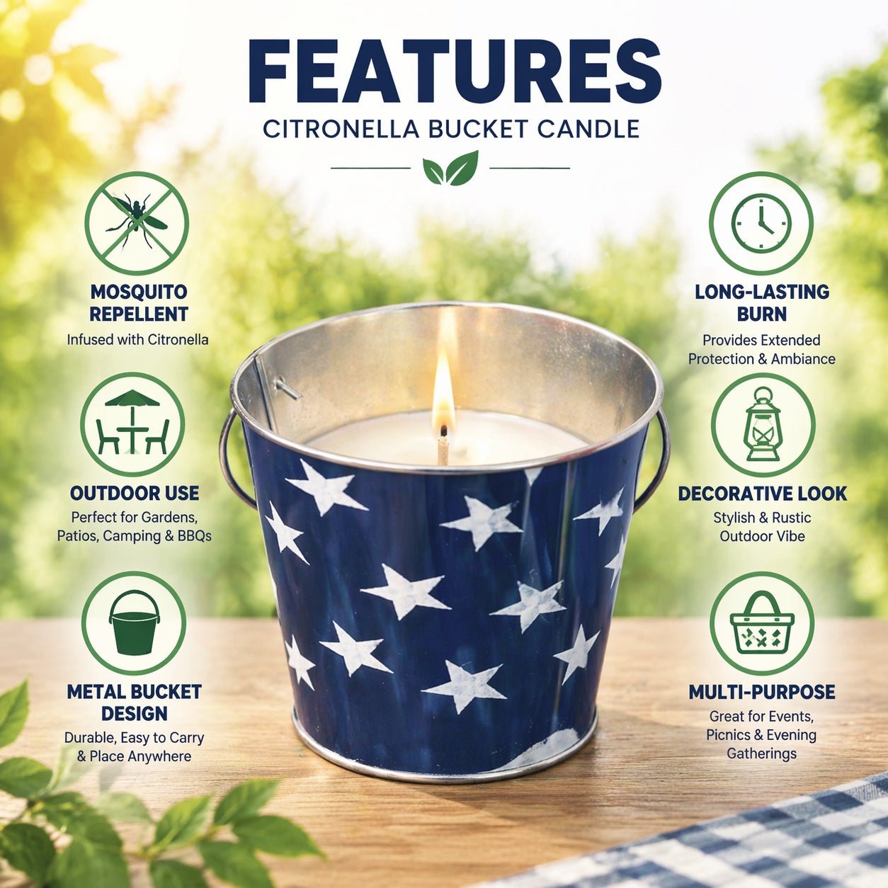 Citronella Bucket Candle – Outdoor Candles product detail image