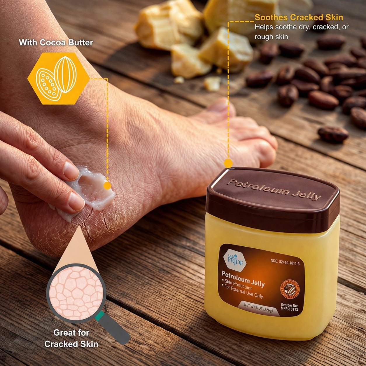 8 oz Cocoa Butter Petroleum Jelly – Moisturizing Skin Protectant product detail image
