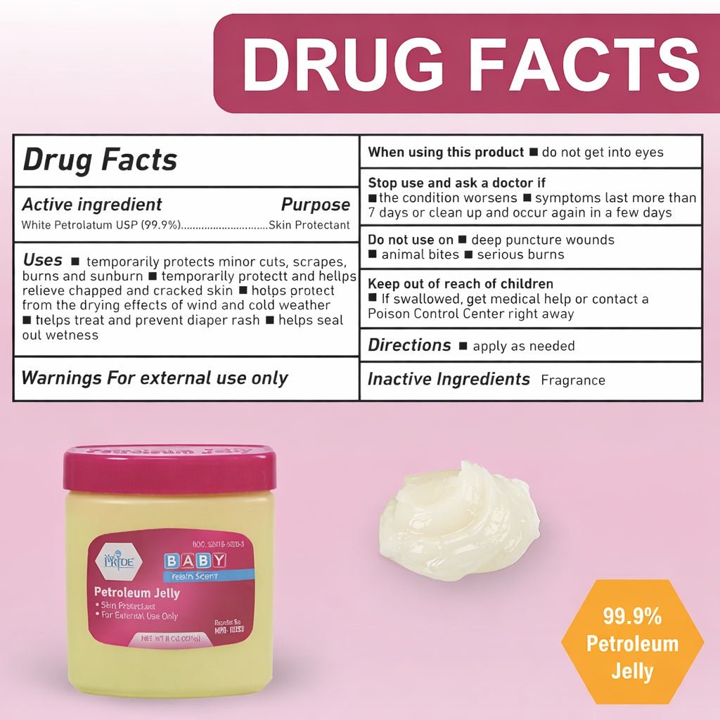 8 oz Baby Petroleum Jelly Pink – Skin Protectant & Moisturizer size and feature image
