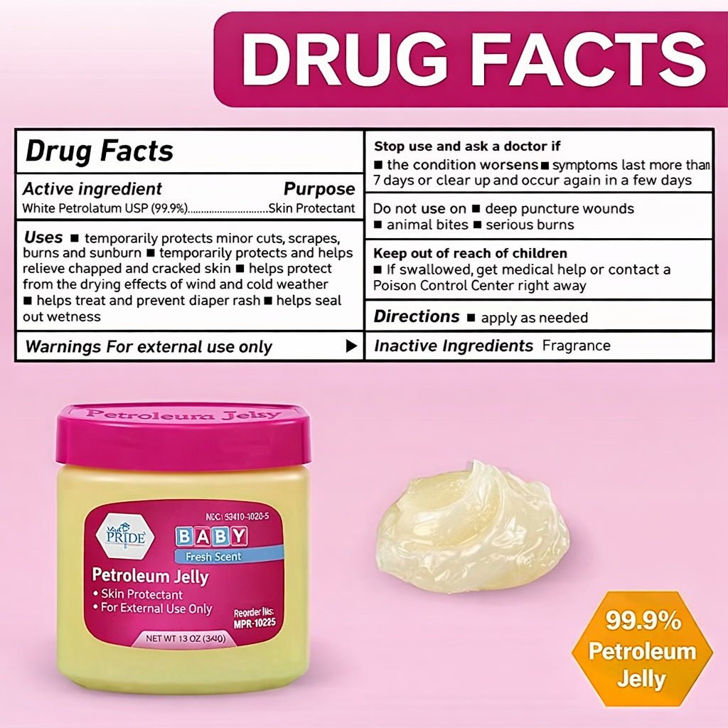 13 oz Baby Petroleum Jelly Pink – Skin Protectant Moisturizer product detail image