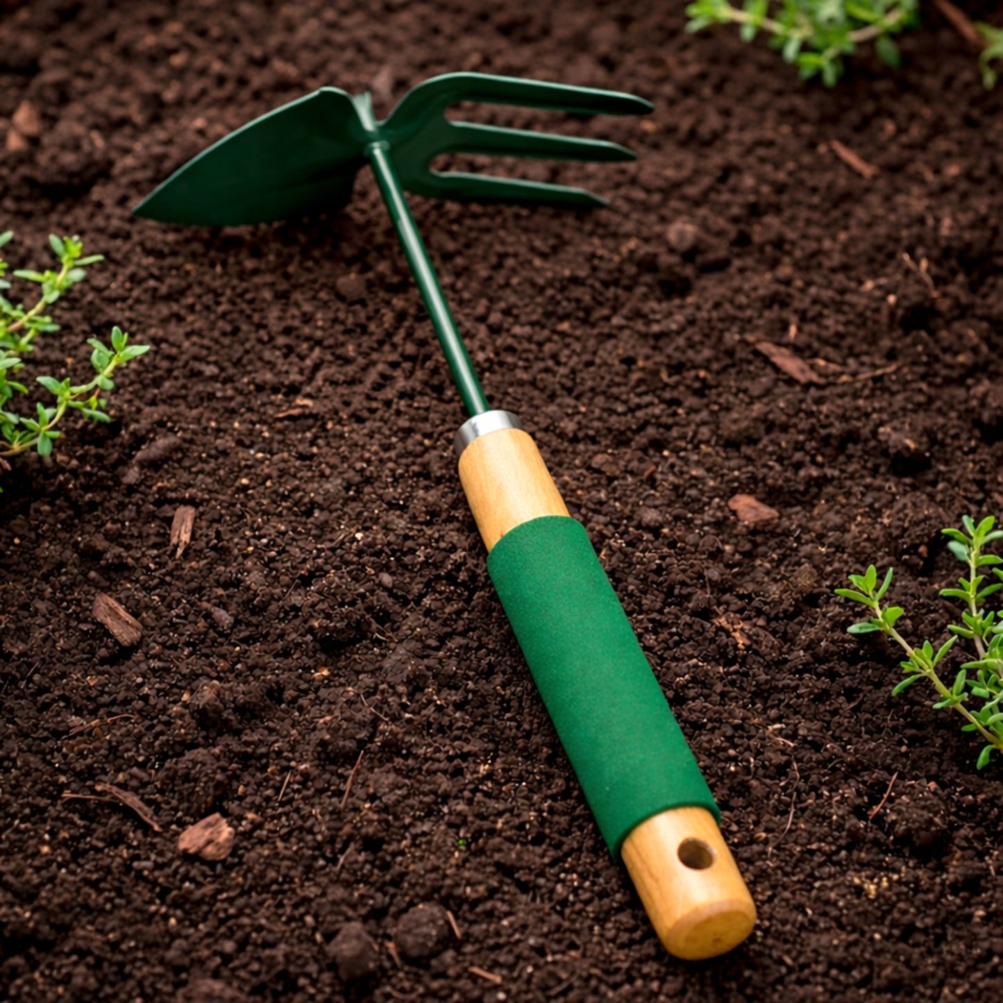 Dual Head Garden Hoe and Cultivator Hand Tool for Planting Garden tools lifestyle use image