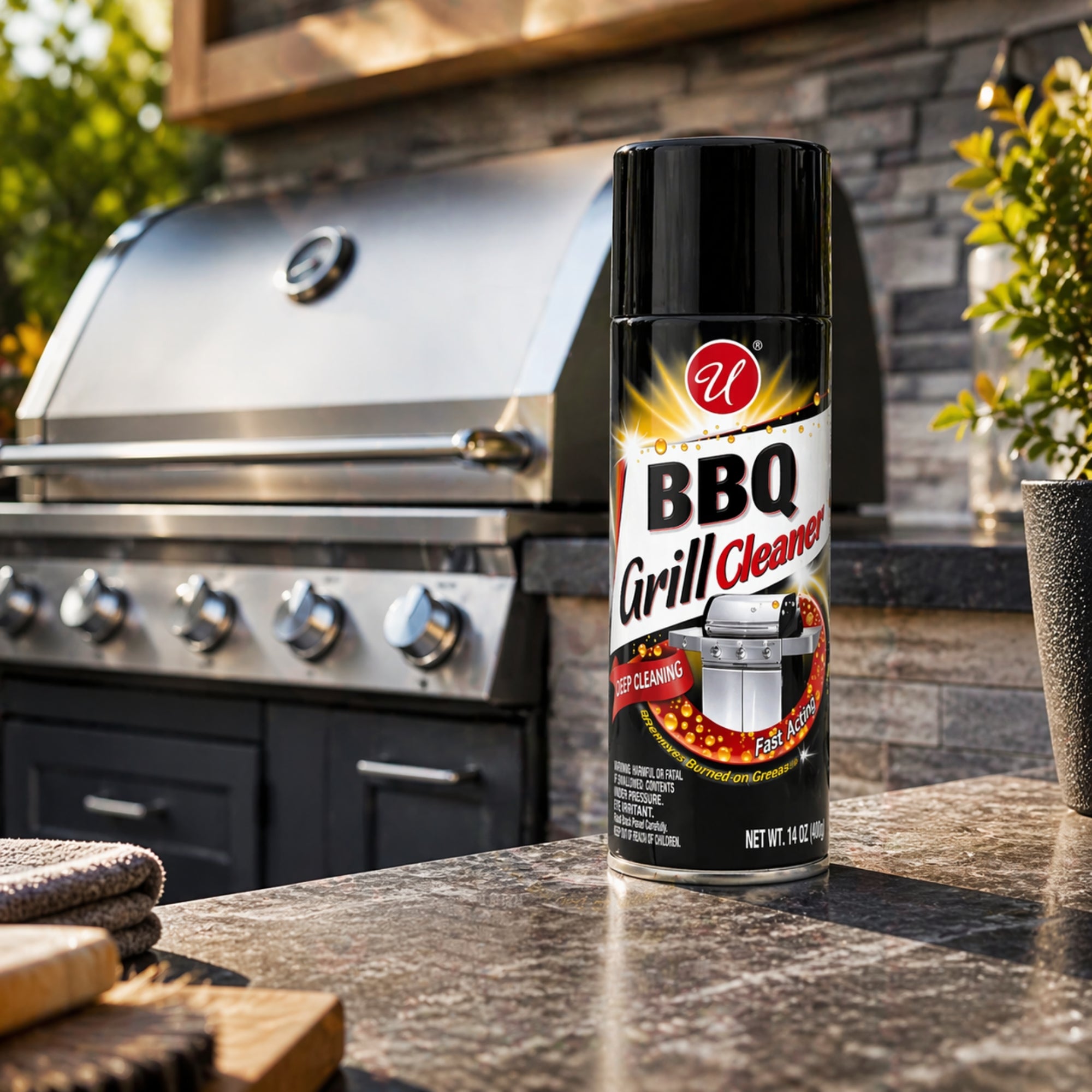 BBQ Grill Cleaner Spray Deep Grease Remover Fast Action BBQ, Grill Cleaner size and feature image