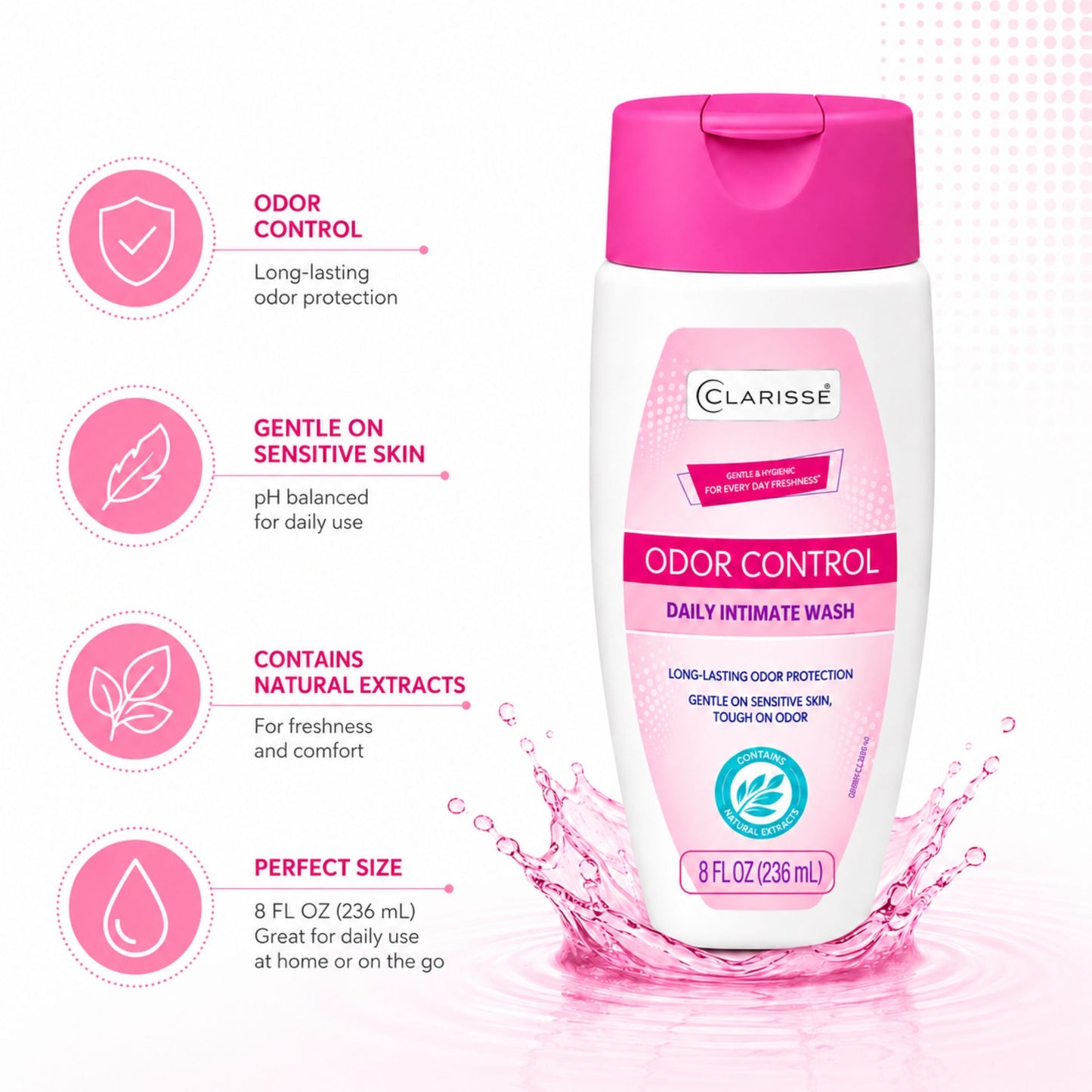 Clarisse Daily Intimate Wash Odor Control 8 fl oz