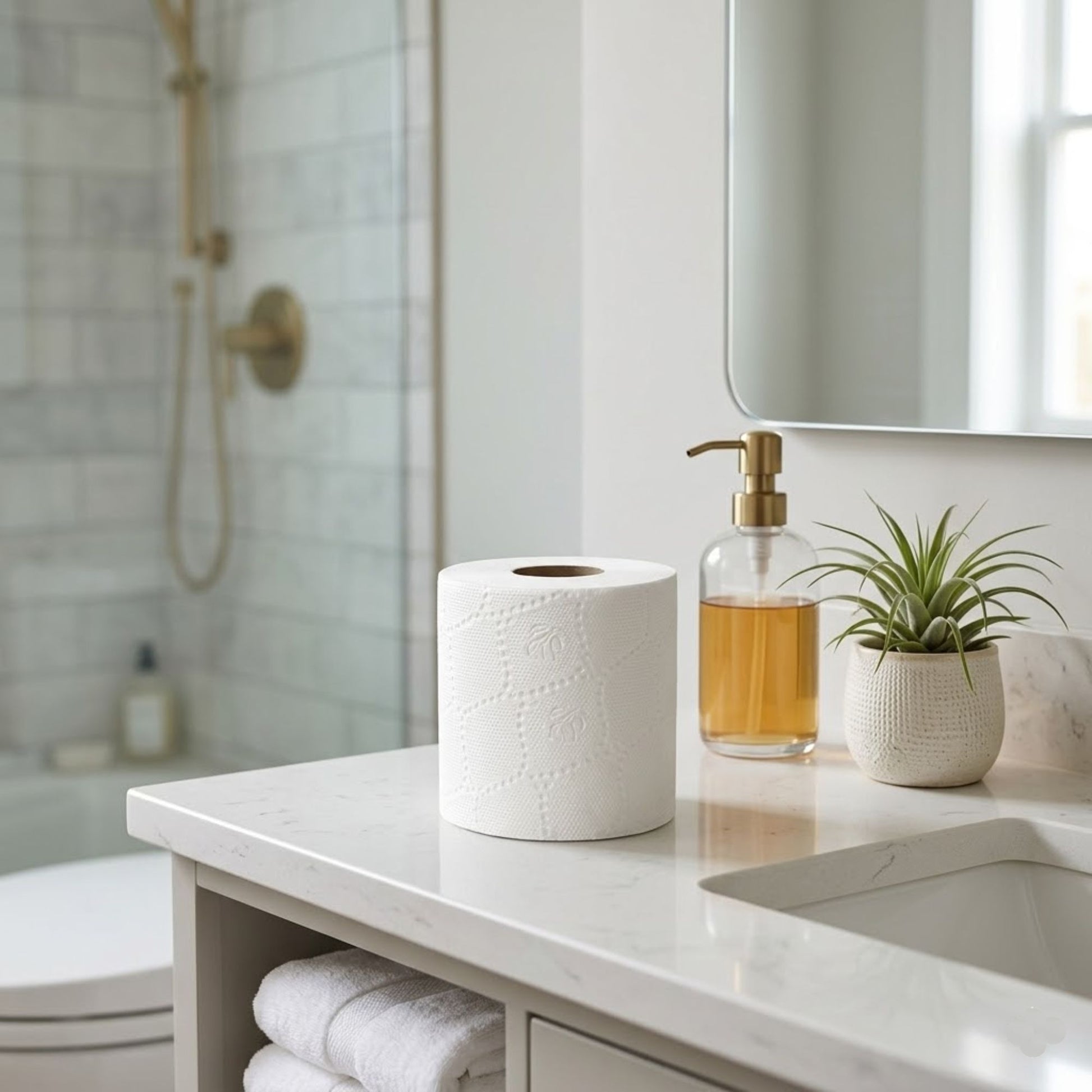 Ultra Soft 2-Ply Toilet Paper 4in x 4in 4 Rolls Pack 225 Sheets Pure Ply