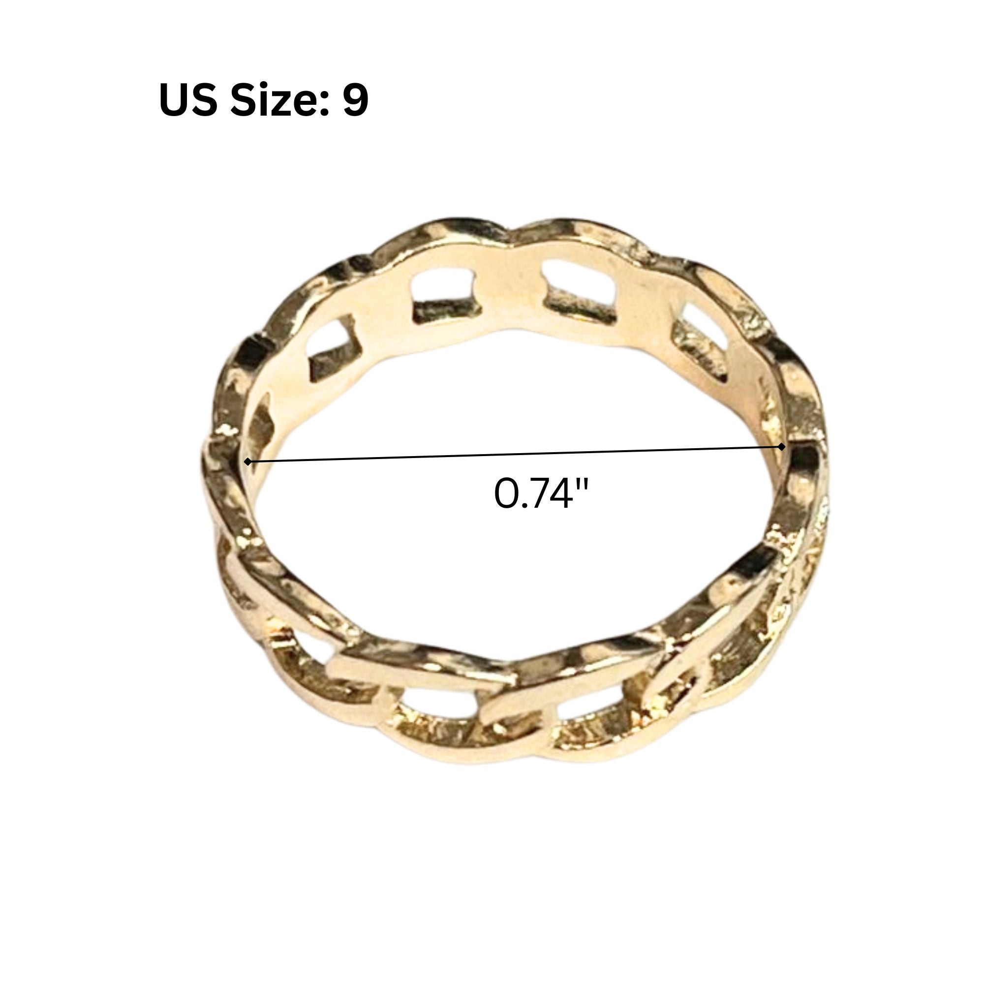 Gold Tone Chain Link Band Ring – US Size 9 Rings product detail image