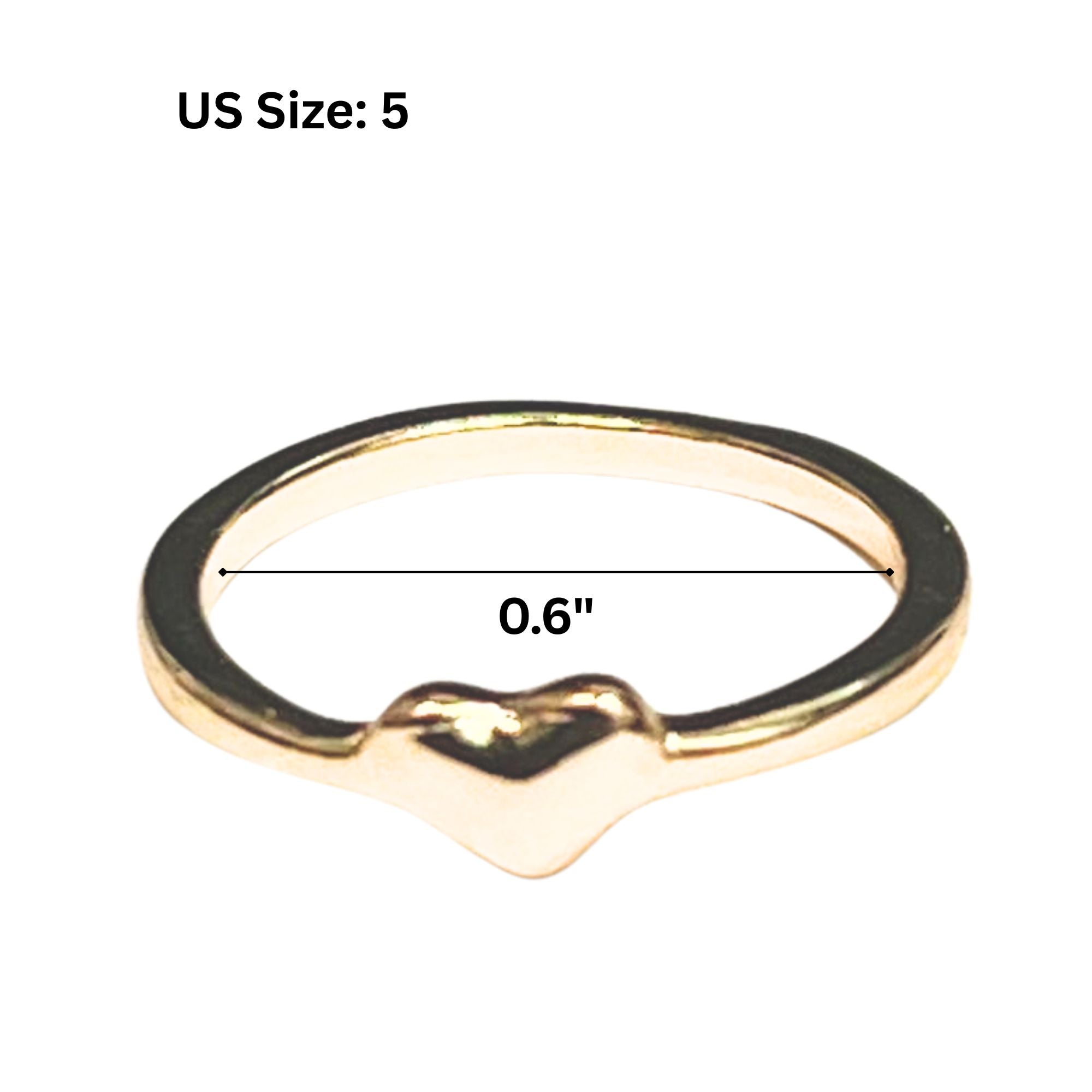 Gold Tone Heart Accent Ring – US Size 5 Rings product detail image