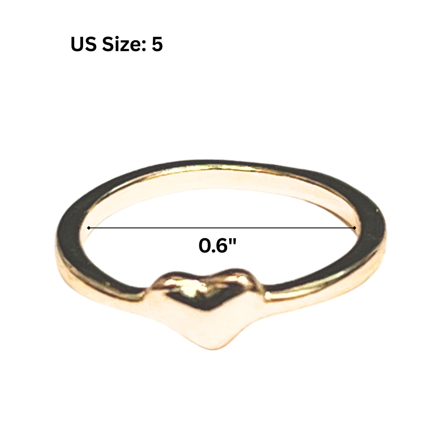 Gold Tone Heart Accent Ring – US Size 5 Rings product detail image