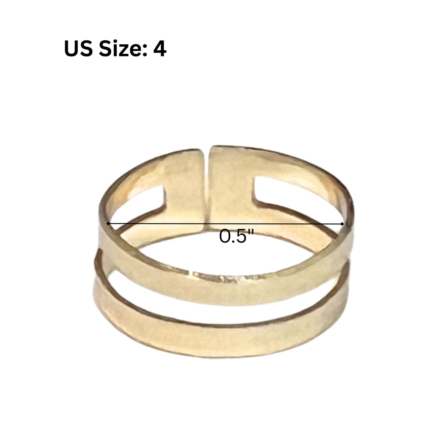 Double Band Open Cut Gold Tone Ring – US Size 4 Rings product detail image