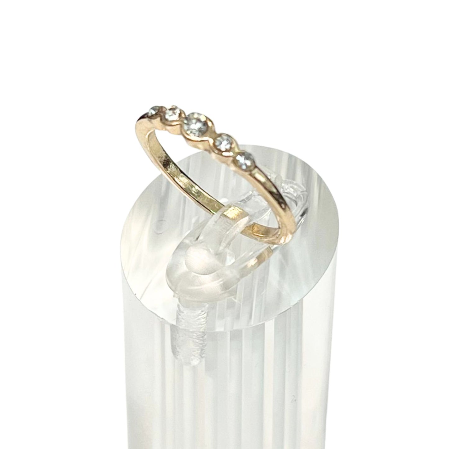 Gold Tone Dainty Crystal Band Ring US Size 8 Rings size and feature image