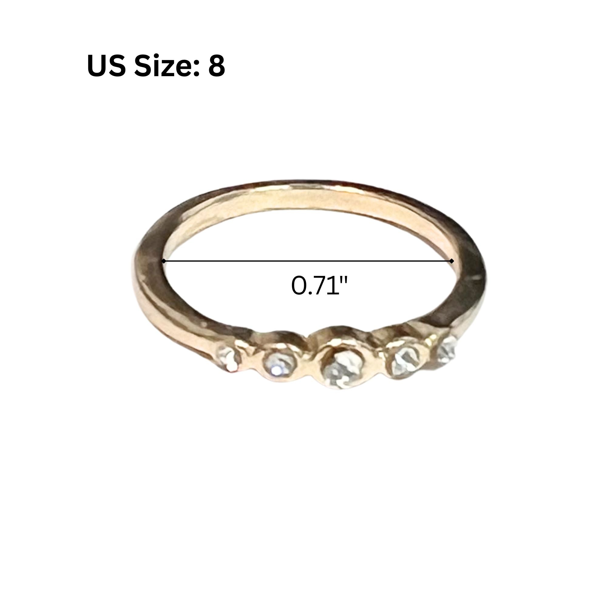 Gold Tone Dainty Crystal Band Ring US Size 8 Rings product detail image