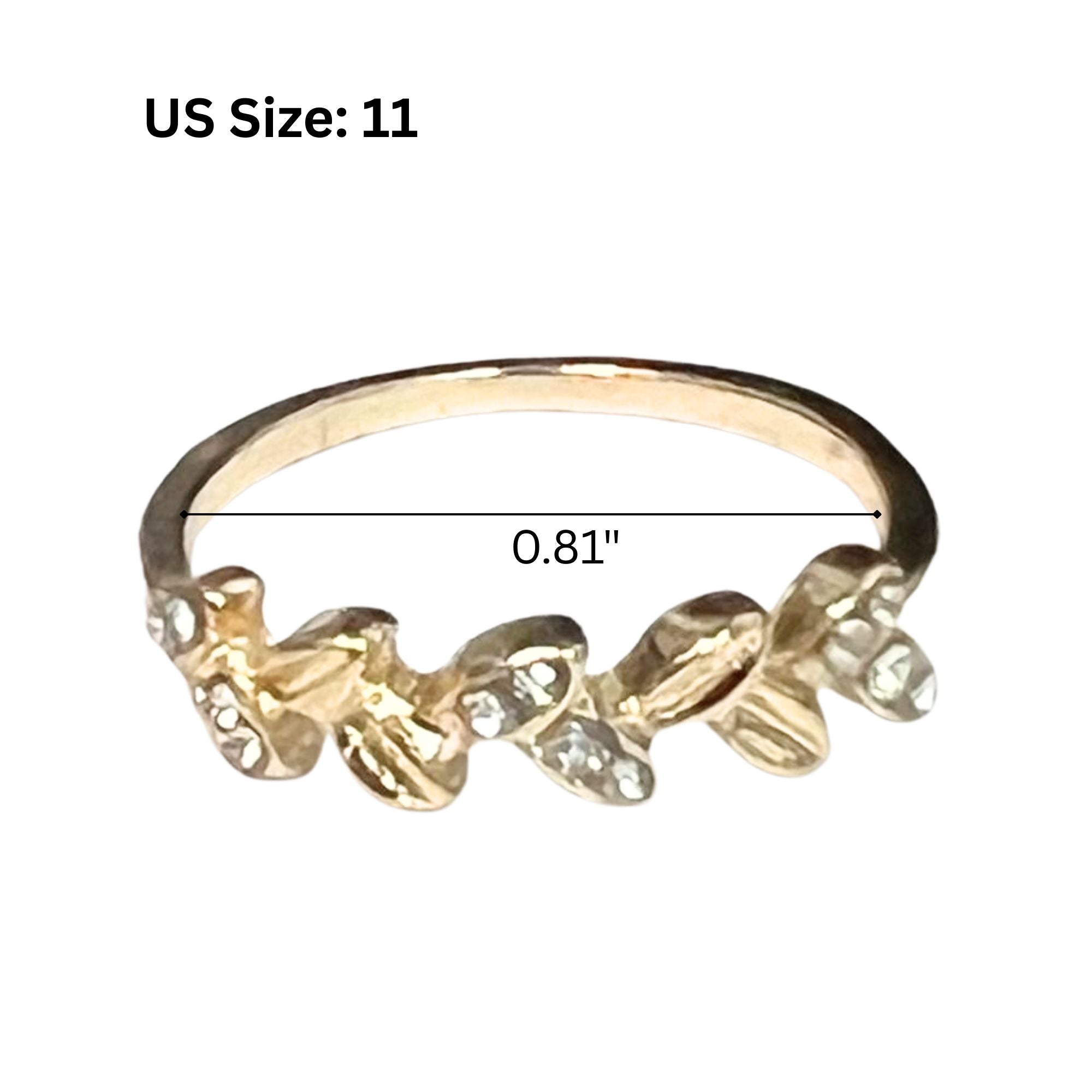 Gold Tone Leaf Accent Ring – US Size 11 Rings product detail image
