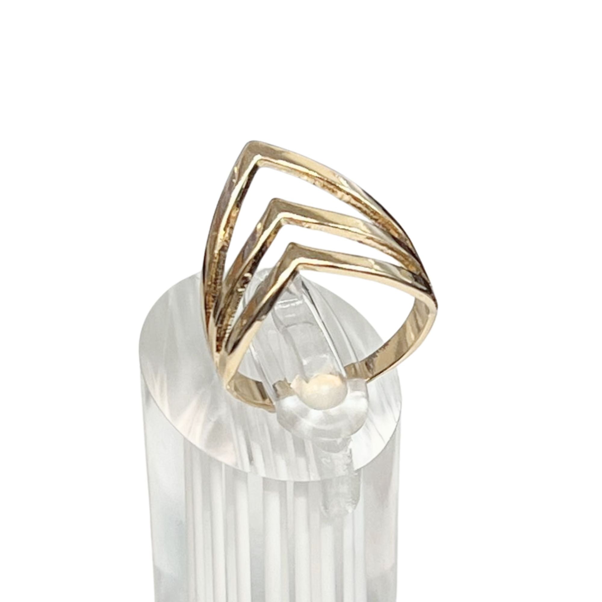 Gold Tone Triple Chevron Ring – US Size 9 Rings size and feature image