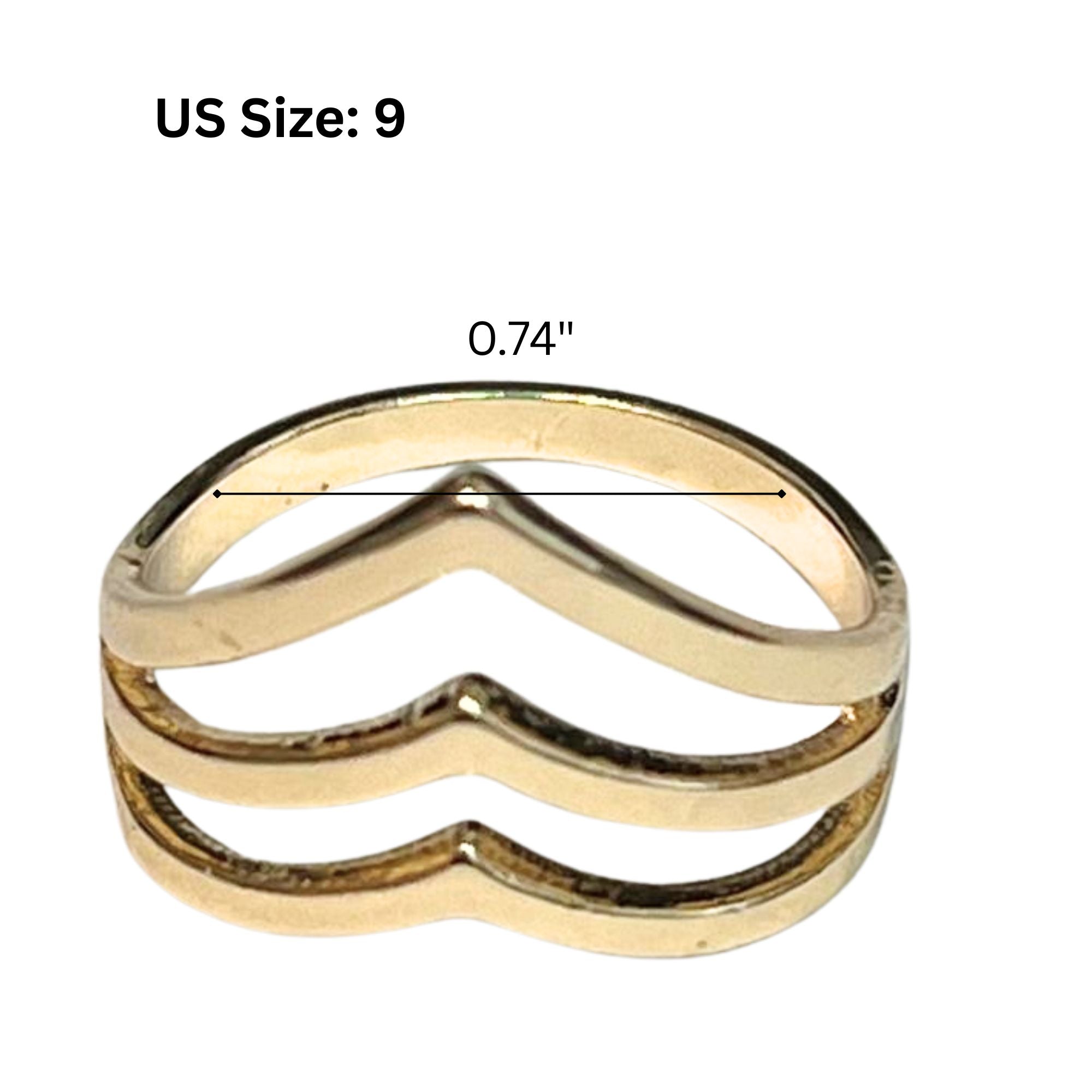 Gold Tone Triple Chevron Ring – US Size 9 Rings product detail image