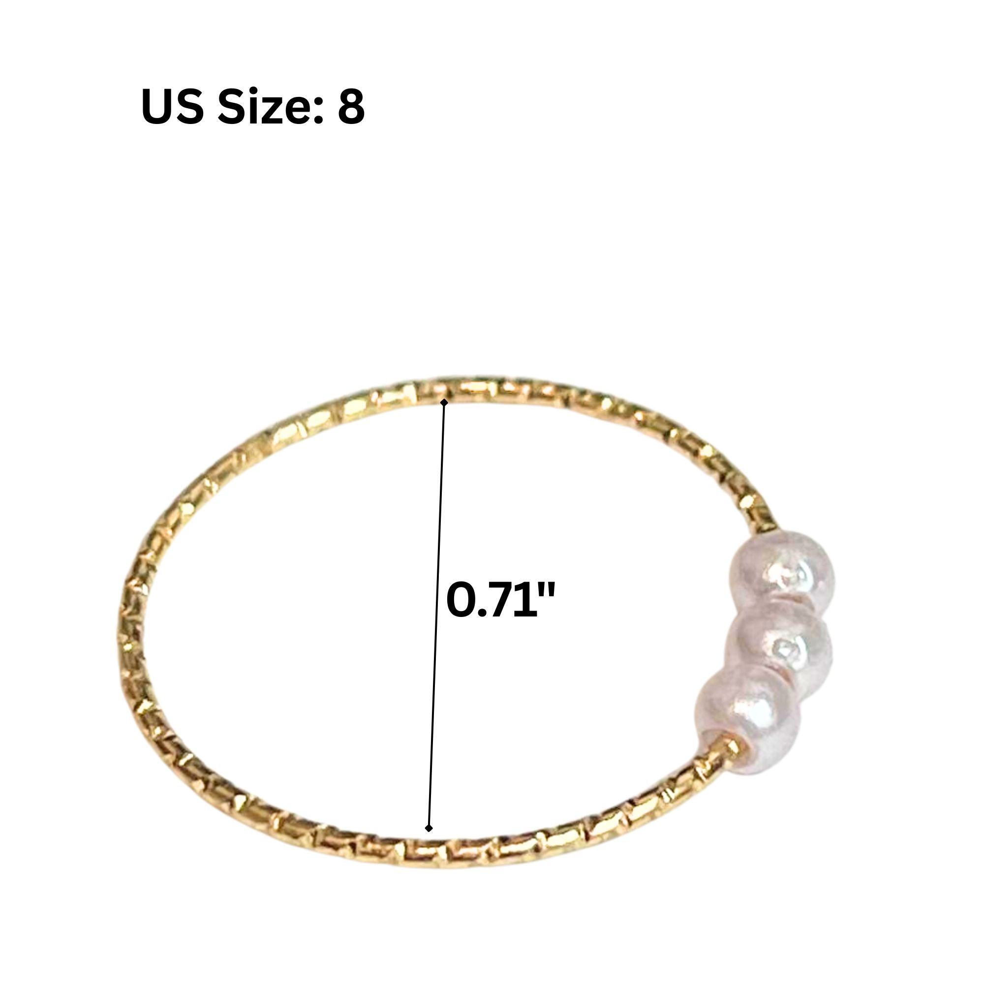 Gold Beaded Accent Ring – US Size 8 Jewelry Rings product detail image