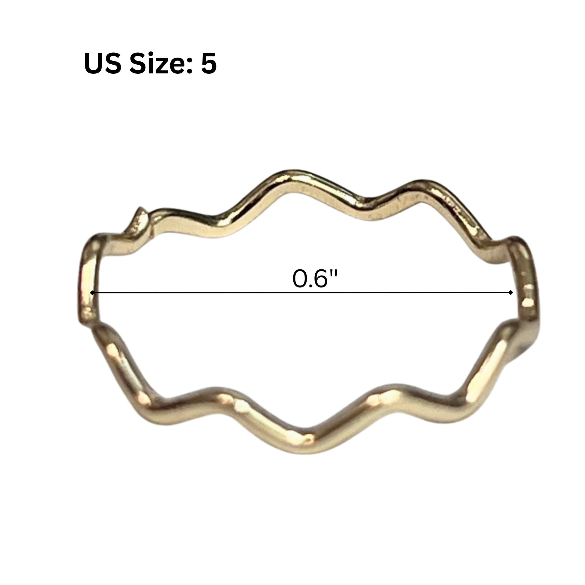 Wavy Gold Outline Ring – US Size 5 Band Rings product detail image