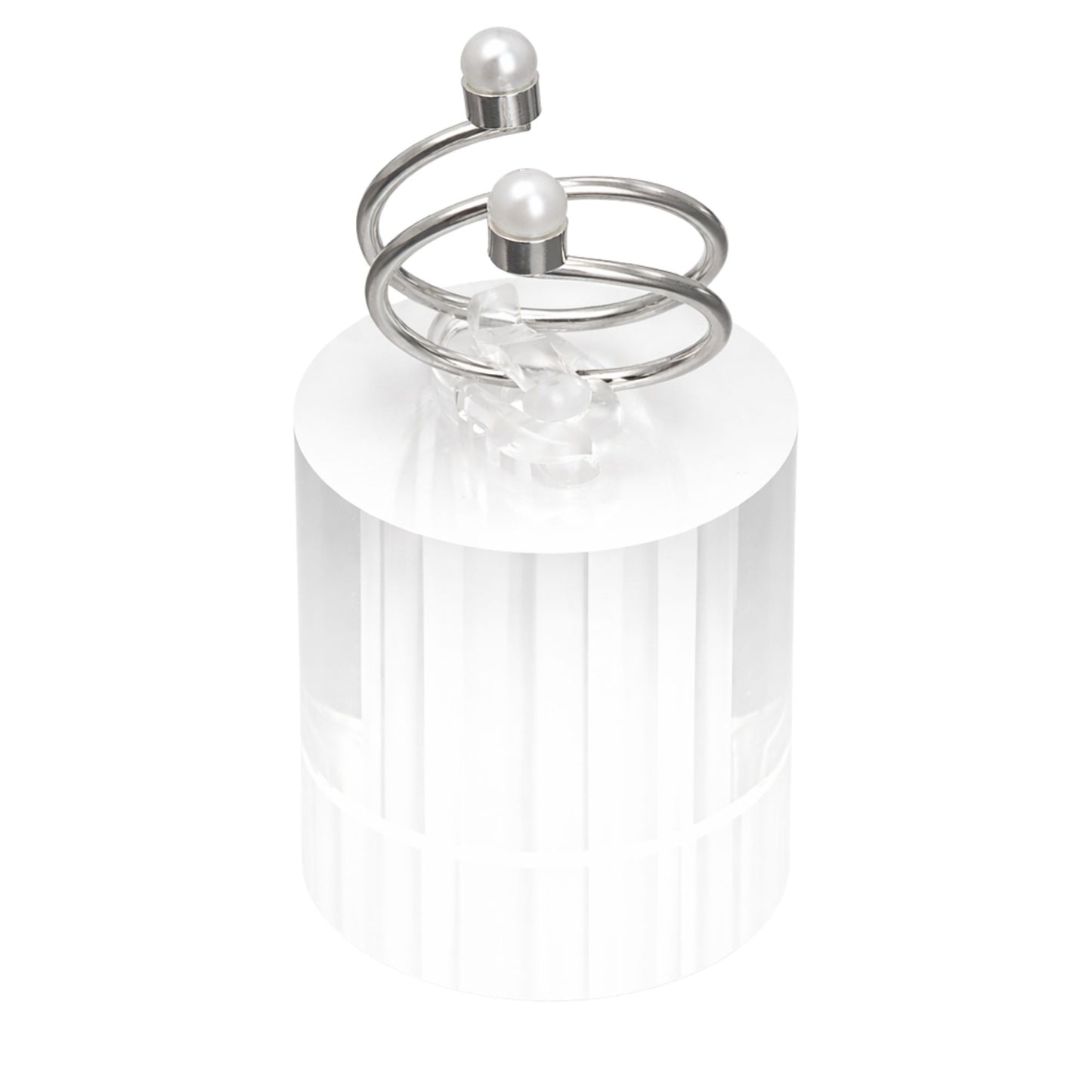 Silver Tone Double Pearl Spiral Wrap Ring Adjustable main product image